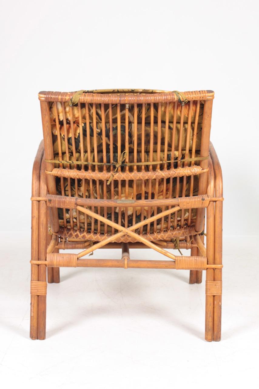 Midcentury Lounge Chair in Bamboo & Elm Designed by Wengler, Danish Design 1940 3