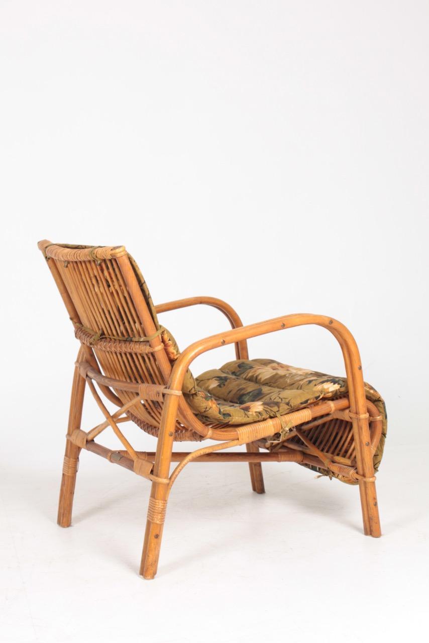 Midcentury Lounge Chair in Bamboo & Elm Designed by Wengler, Danish Design 1940 4