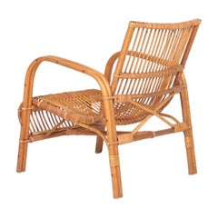 Midcentury Lounge Chair in Bamboo & Elm Designed by Wengler, Danish Design 1940