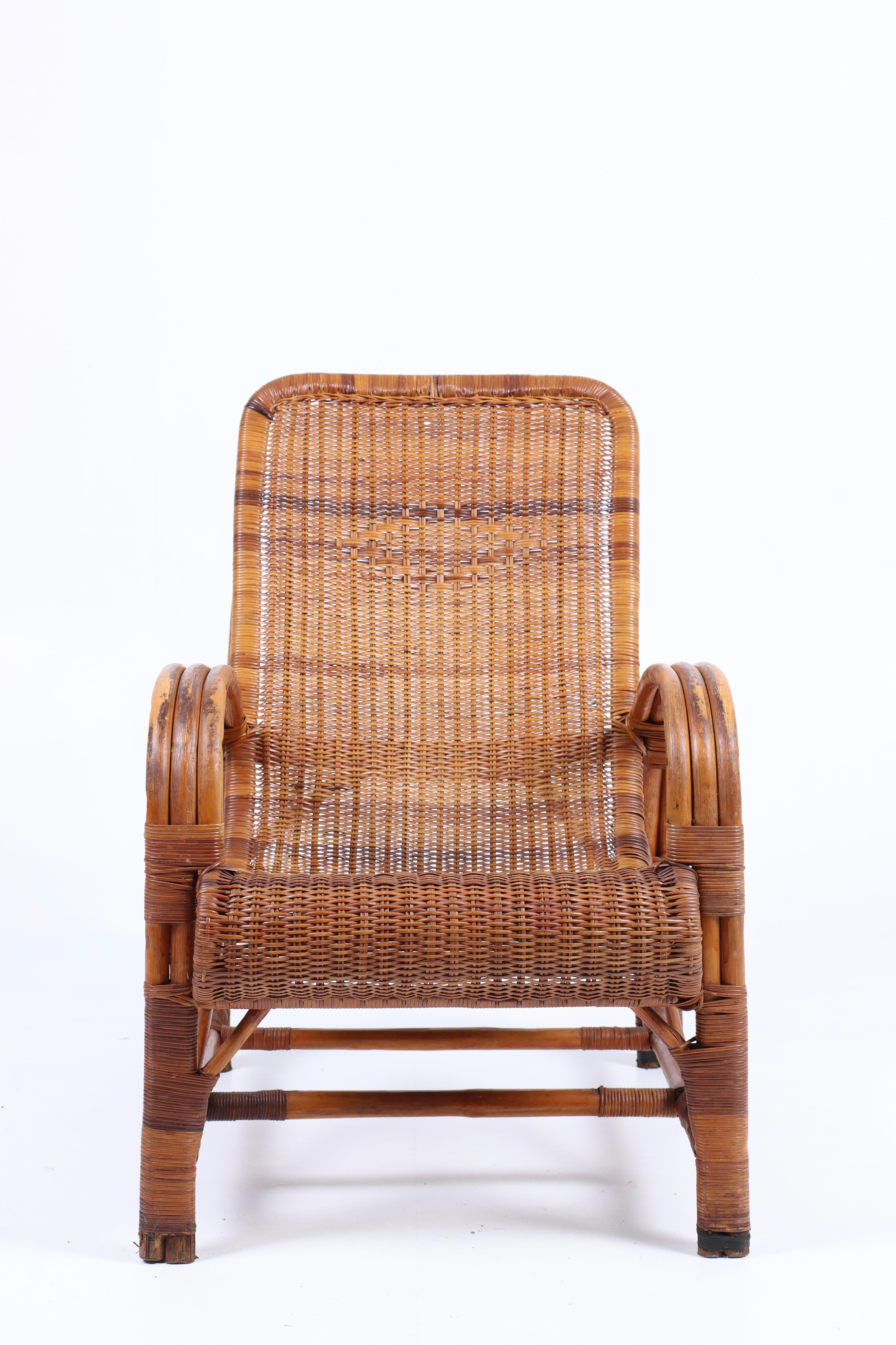 Scandinavian Modern Midcentury Lounge Chair in Bamboo, Made in Denmark, 1950s For Sale