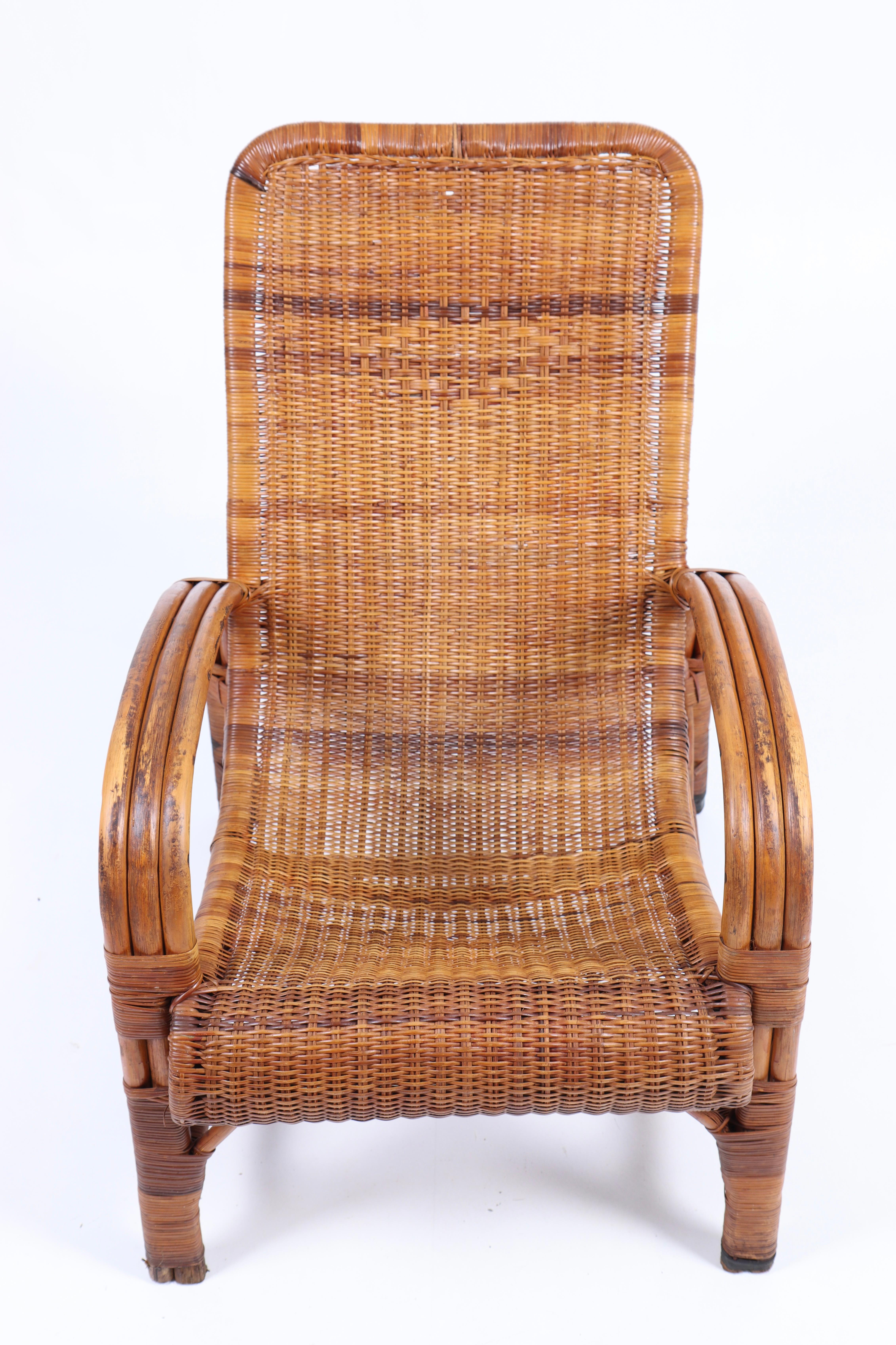 Danish Midcentury Lounge Chair in Bamboo, Made in Denmark, 1950s For Sale