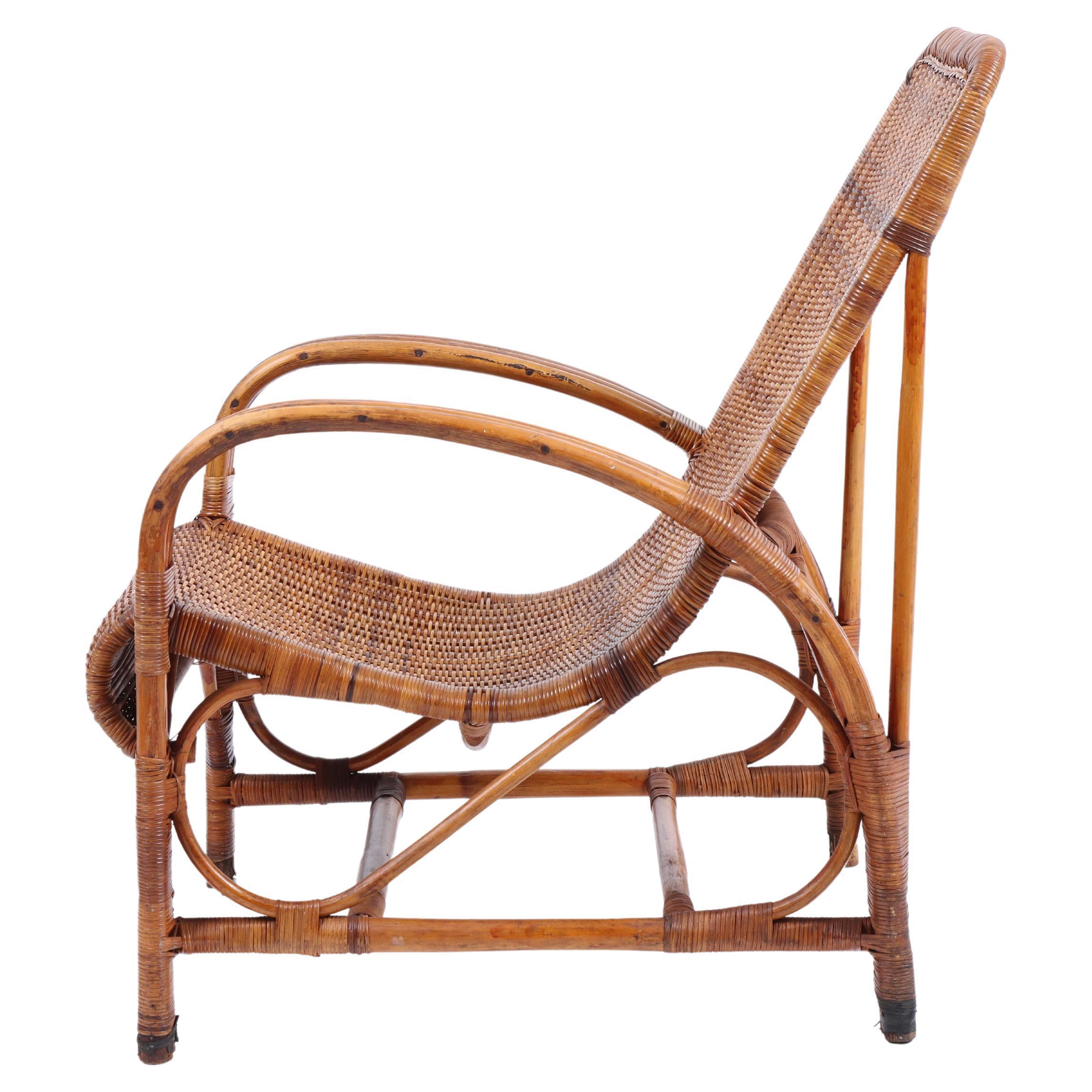 Midcentury Lounge Chair in Bamboo, Made in Denmark, 1950s For Sale