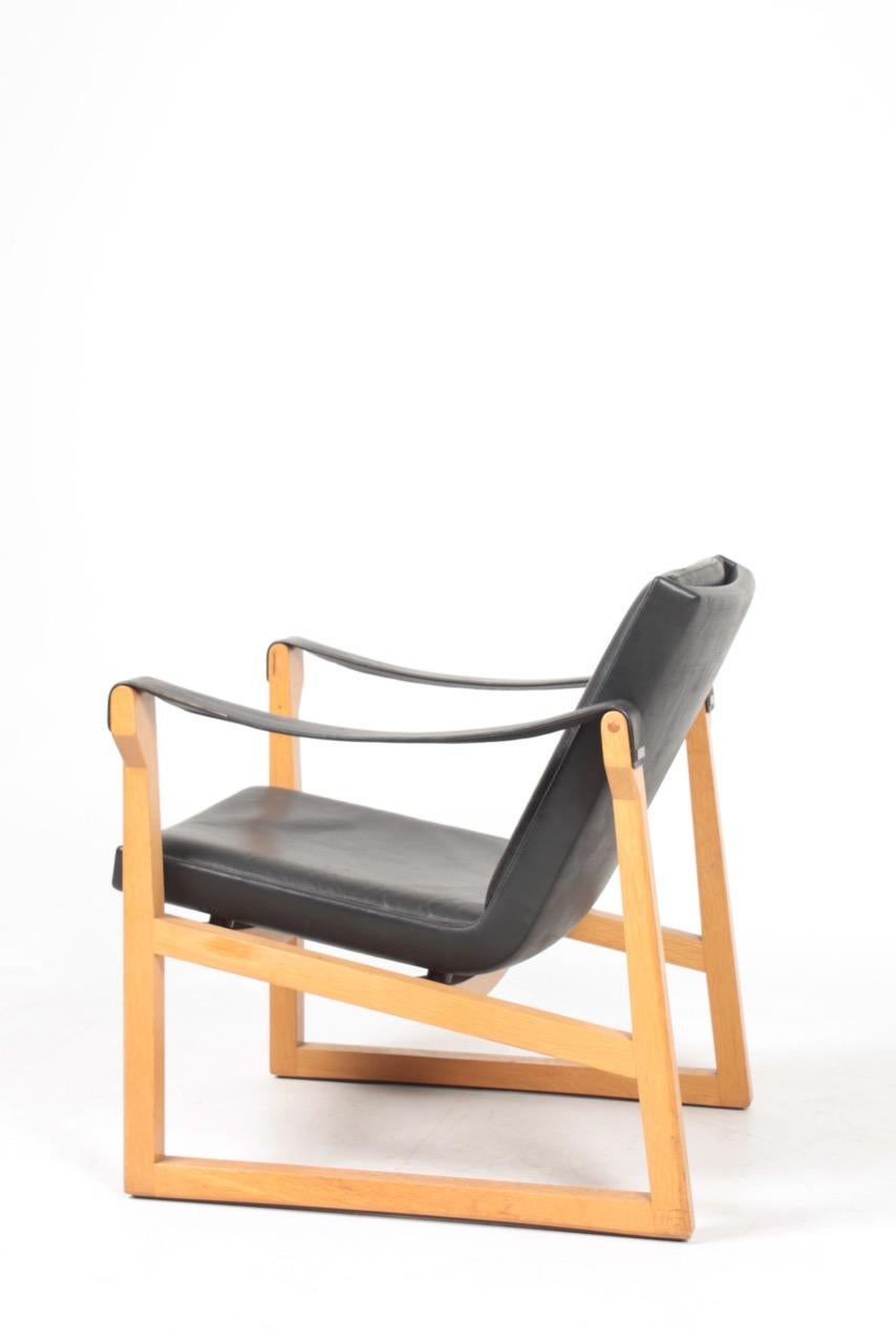 Scandinavian Modern Midcentury Lounge Chair in Leather by Karen & Ebbe Clemmesen, Danish Design