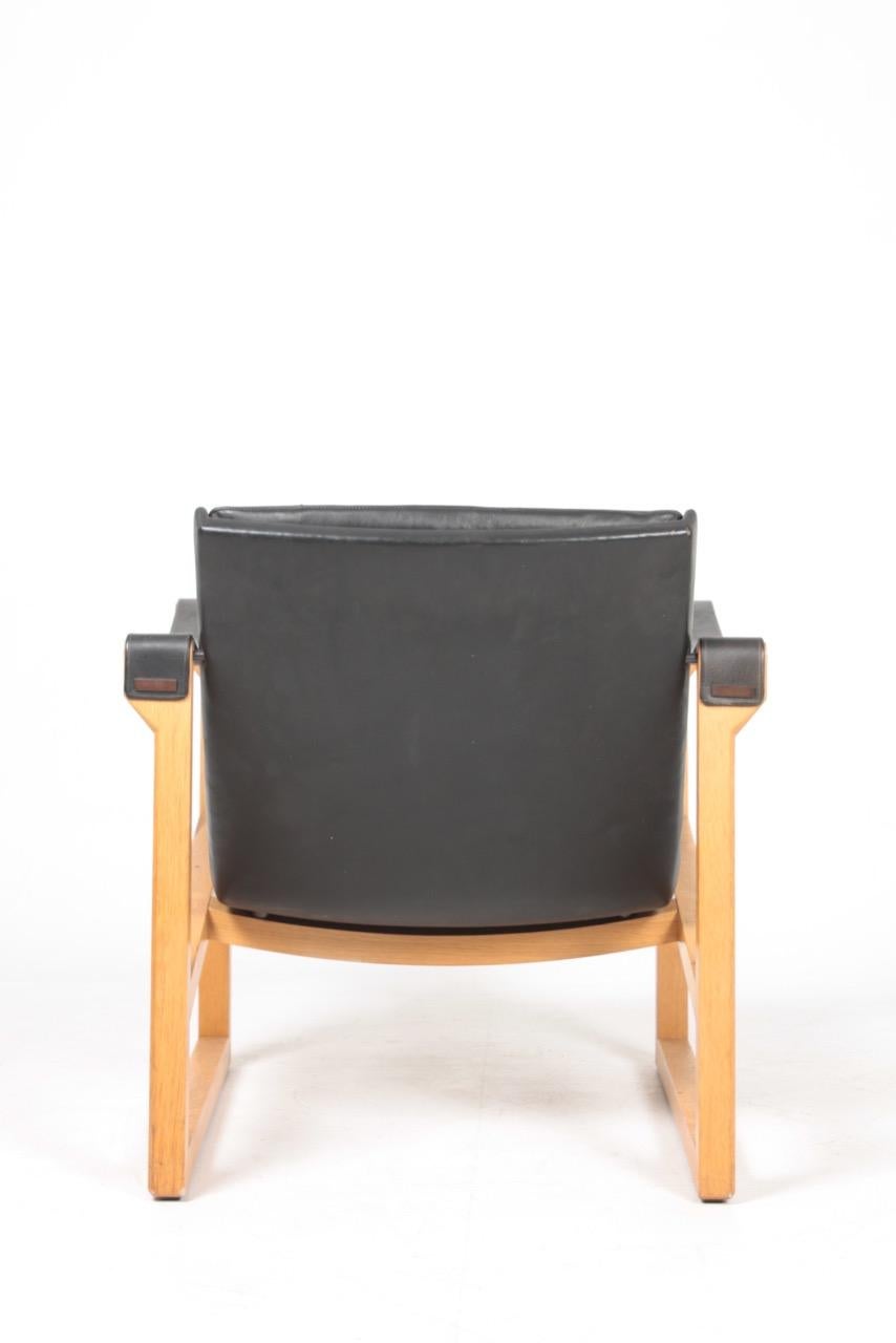 Midcentury Lounge Chair in Leather by Karen & Ebbe Clemmesen, Danish Design In Good Condition In Lejre, DK