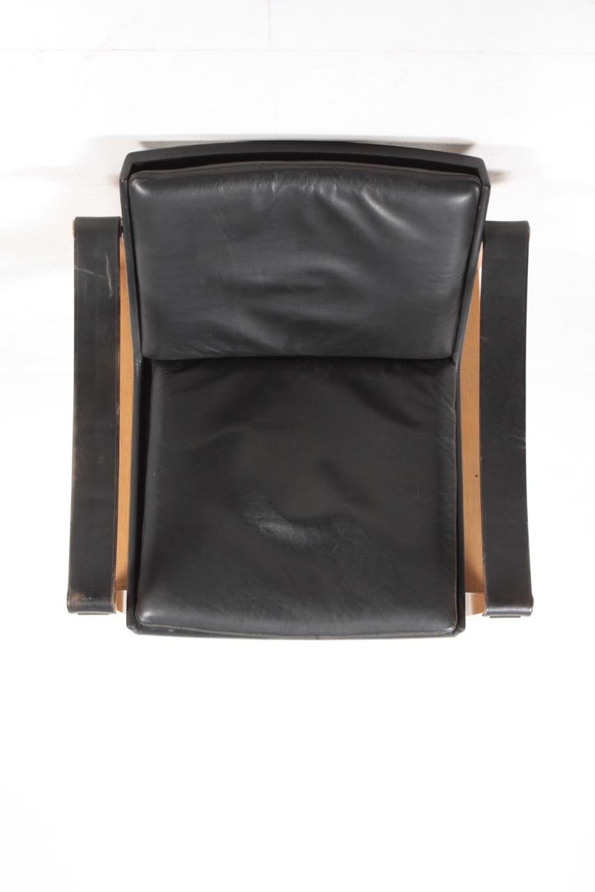 Mid-20th Century Midcentury Lounge Chair in Leather by Karen & Ebbe Clemmesen, Danish Design