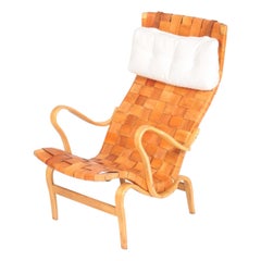 Midcentury Lounge Chair in Patinated Designed by Bruno Mathsson