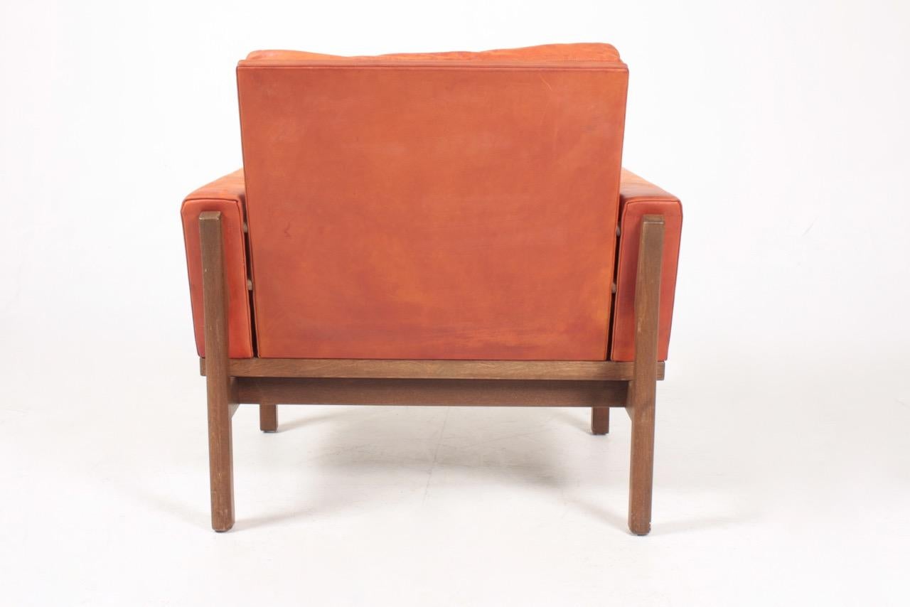 Midcentury Lounge chair in Patinated Leather by Erik Jørgensen, 1960s In Good Condition For Sale In Lejre, DK