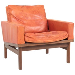 Midcentury Lounge chair in Patinated Leather by Erik Jørgensen, 1960s