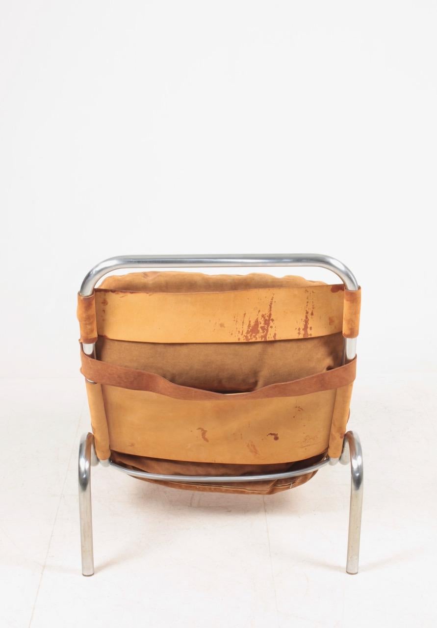 Mid-20th Century Midcentury Lounge Chair in Patinated Suede and Steel by Erik Jørgensen, 1960s