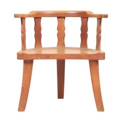 Silla de salón de mediados de siglo en pino macizo, años 1940