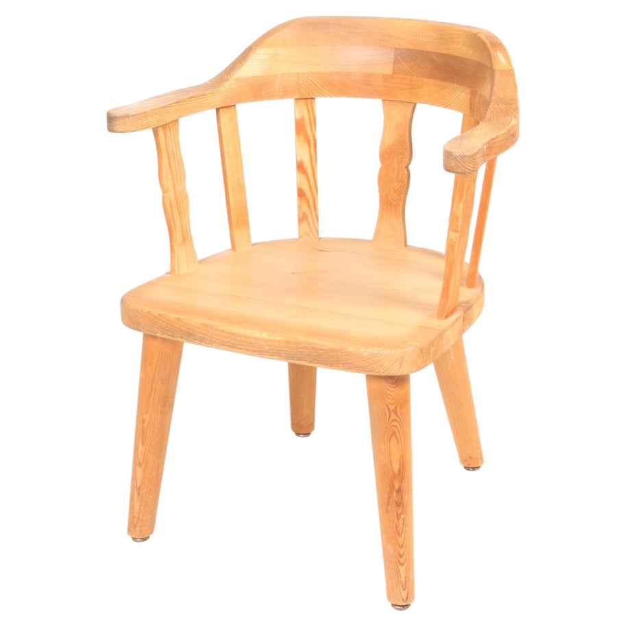 Fauteuil de salon du milieu du siècle en pin massif, années 1960