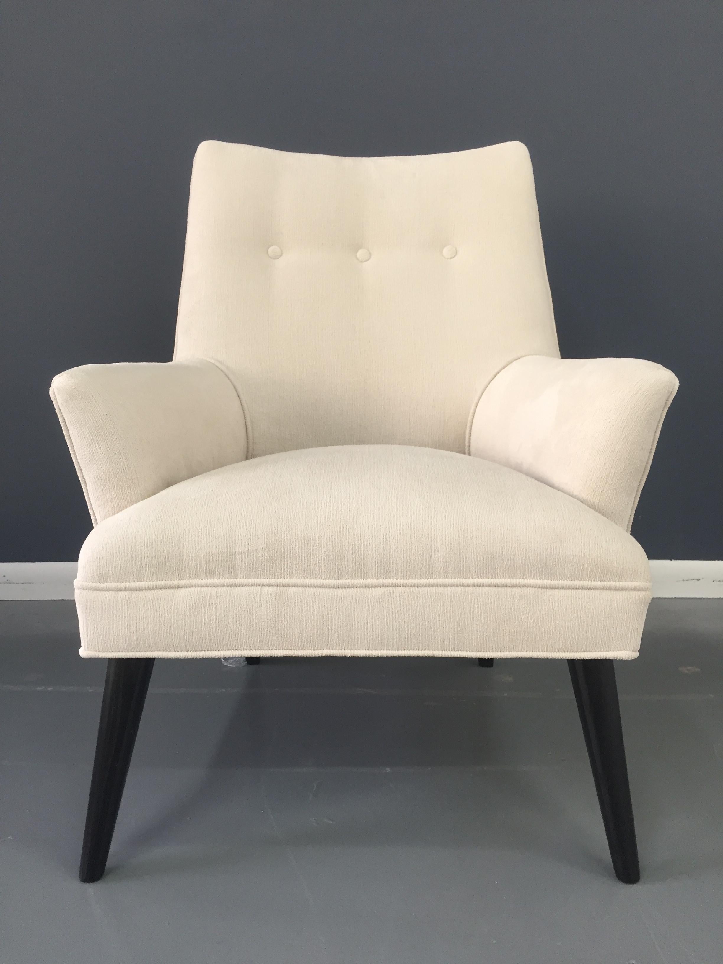 Mid-Century Modern Gio Ponti Style Lounge Chair in Textured Velvet Mid Century