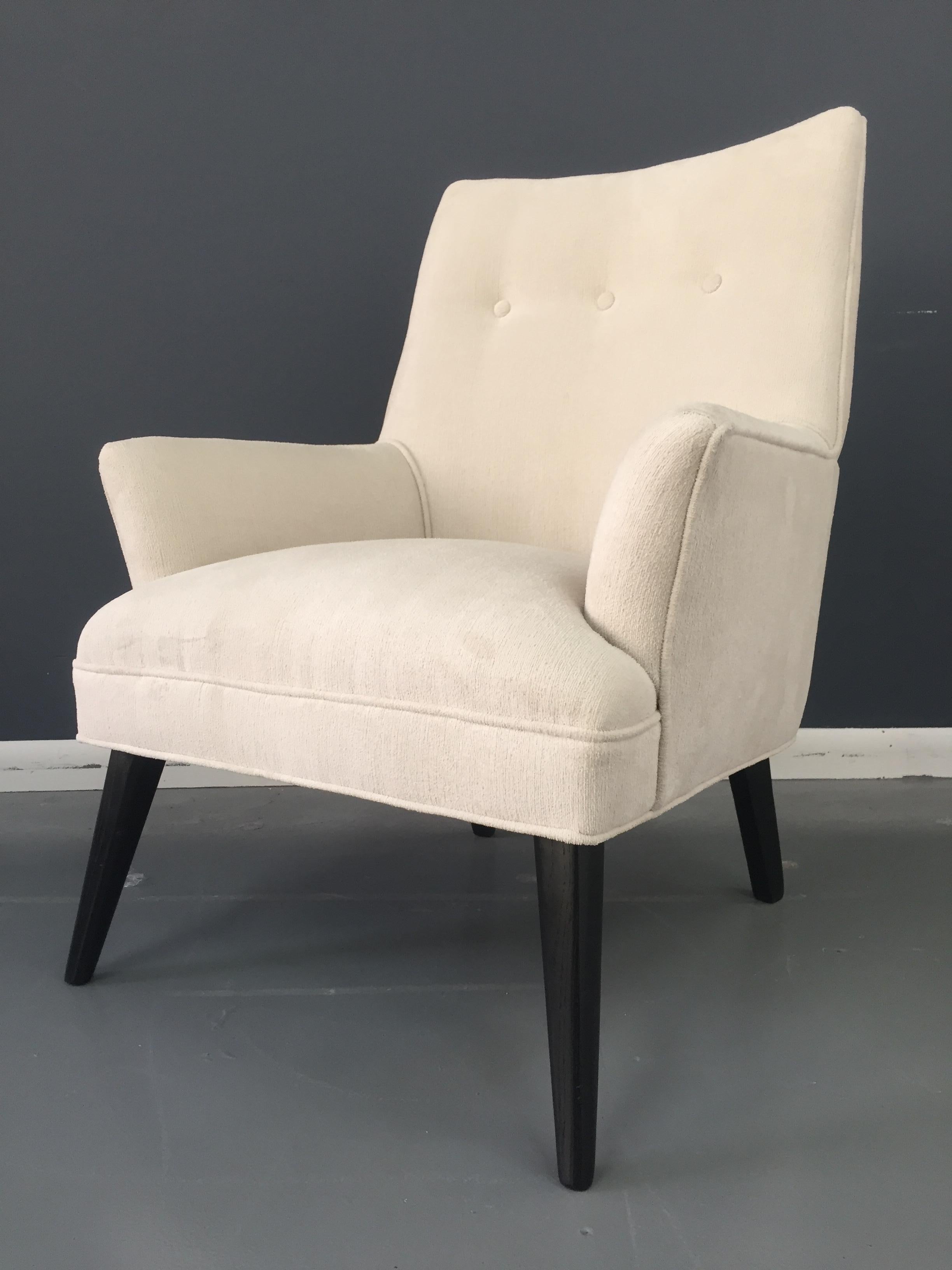European Gio Ponti Style Lounge Chair in Textured Velvet Mid Century
