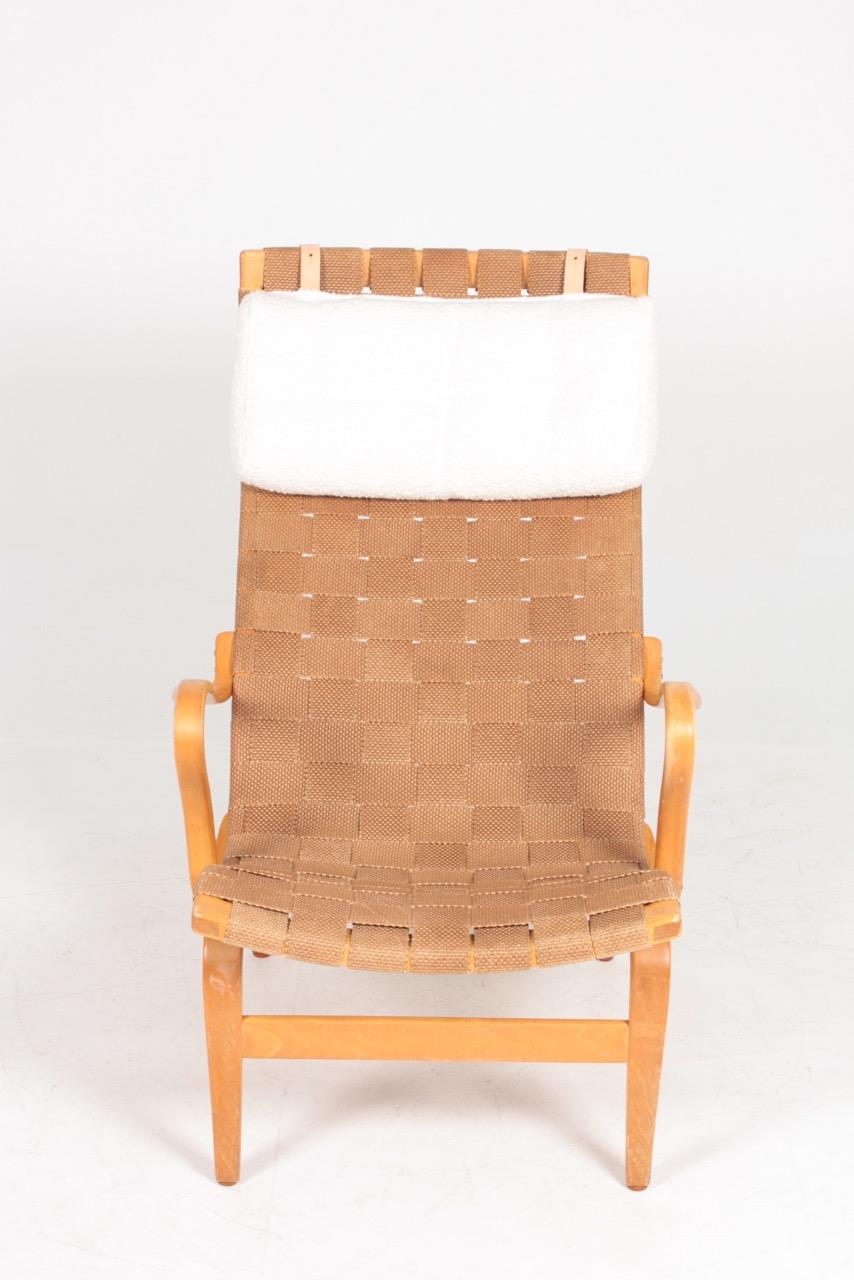 Midcentury Lounge Chair Model Pernilla 1 Designed by Bruno Mathsson In Good Condition In Lejre, DK