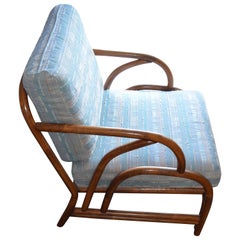 Midcentury Lounge Chair of Bamboo with Tight Spring Cushioning