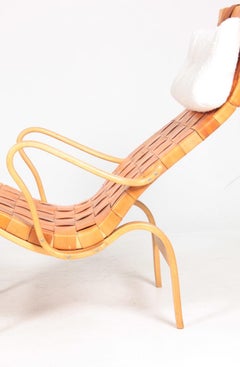 Midcentury Lounge Chair and Ottoman Model Pernilla 1 Designed by Bruno Mathsson