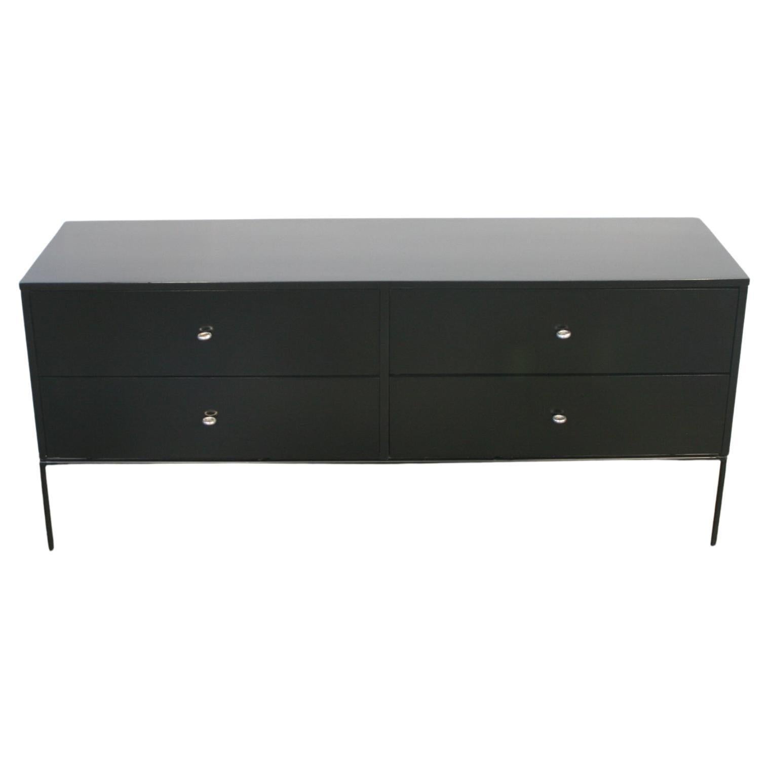 Falegnameria Comò basso a 4 cassetti del Midcentury di Paul McCobb Planner Group #1504 Tutto nero in vendita