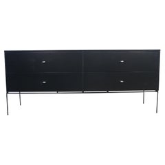 Midcentury Low 4 Drawer Dresser by Paul McCobb Planner Group #1504 All Black