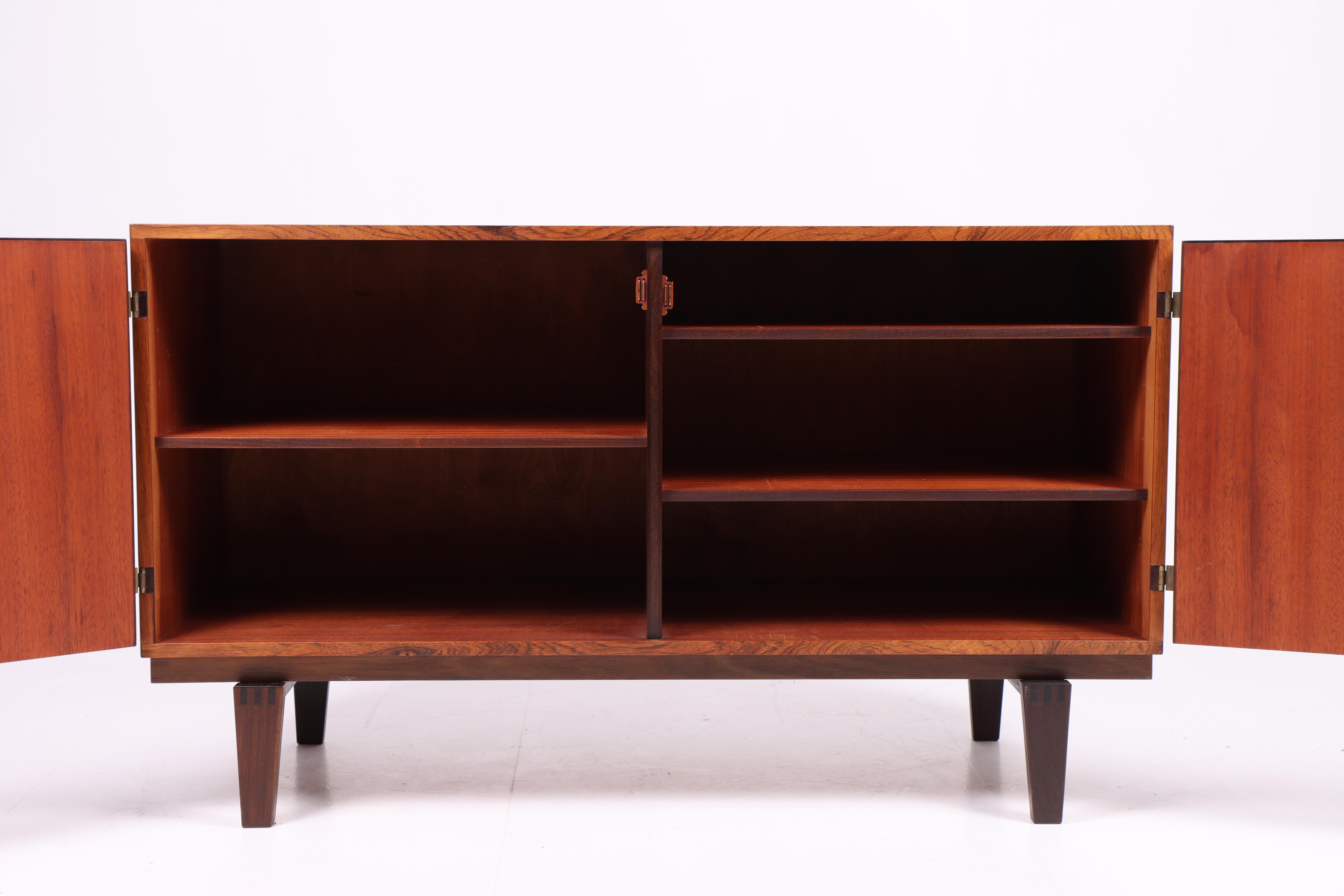 Scandinavian Modern Midcentury Low Cabinet in Rosewood with Brass Hardware by Løgvig, Denmark, 1960s For Sale