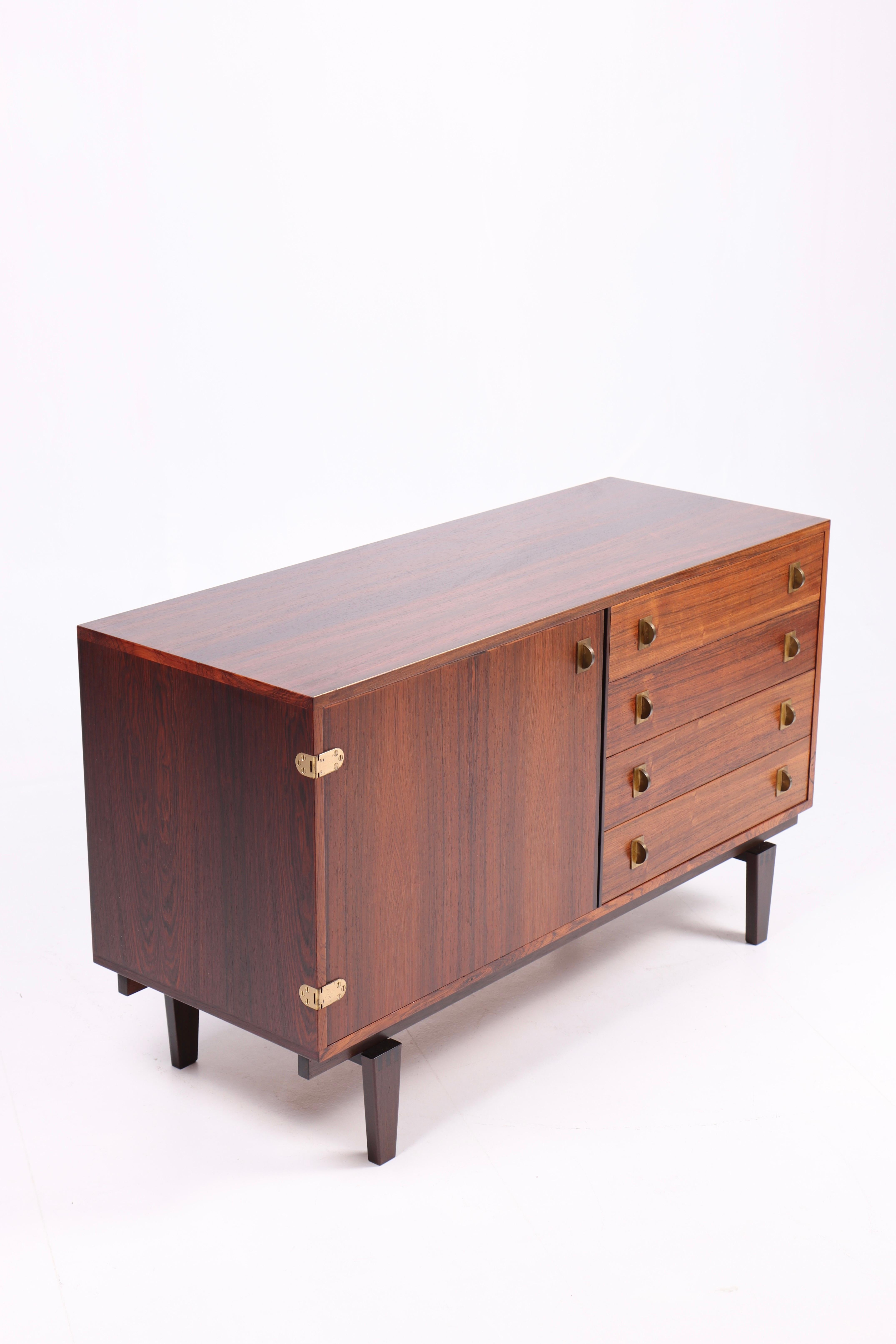 Midcentury Low Cabinet in Rosewood with Brass Hardware by Løgvig, Denmark, 1960s In Good Condition For Sale In Lejre, DK