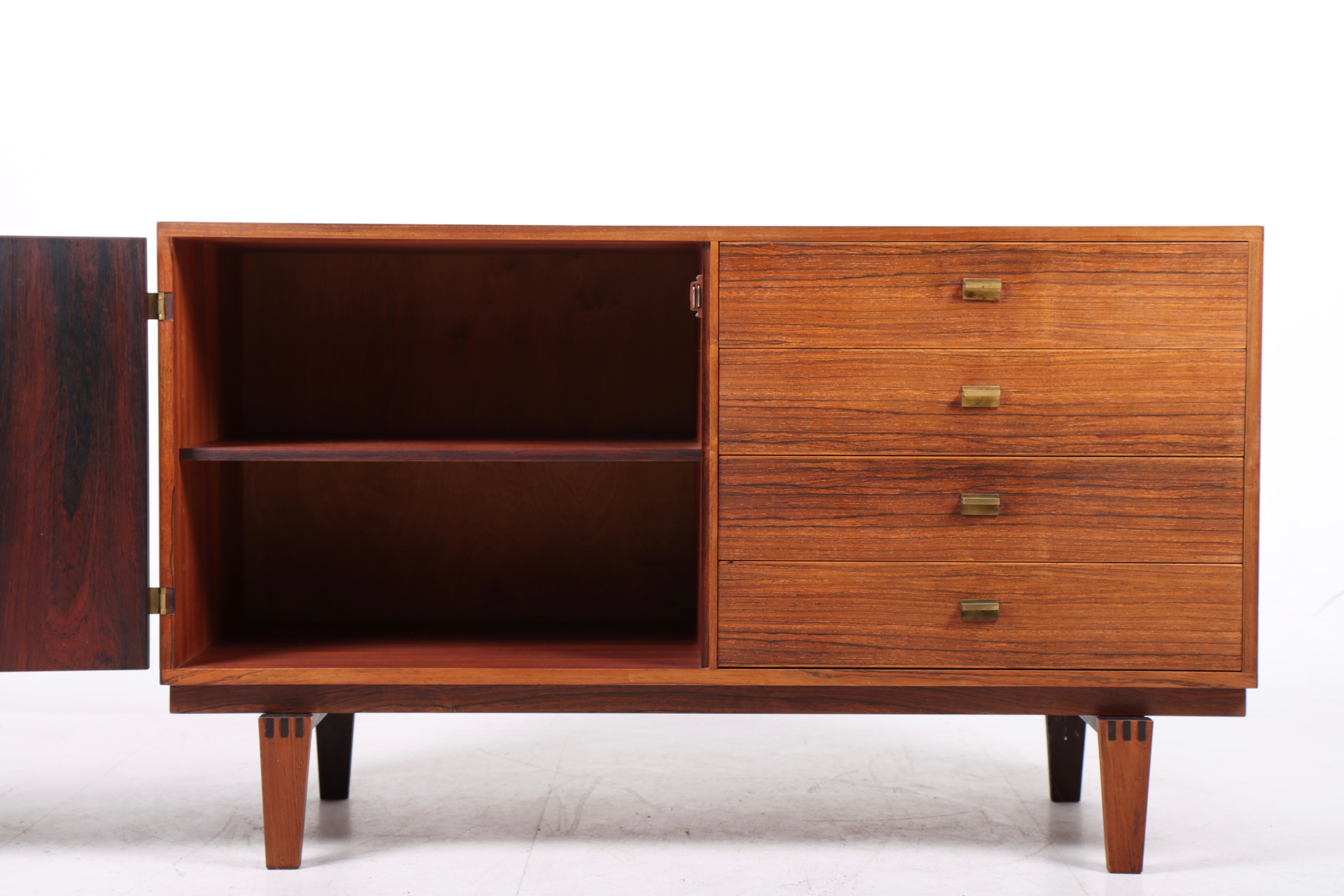 Mid-20th Century MidCentury Low Cabinet in Rosewood with Brass Hardware by Løgvig, Denmark, 1960s