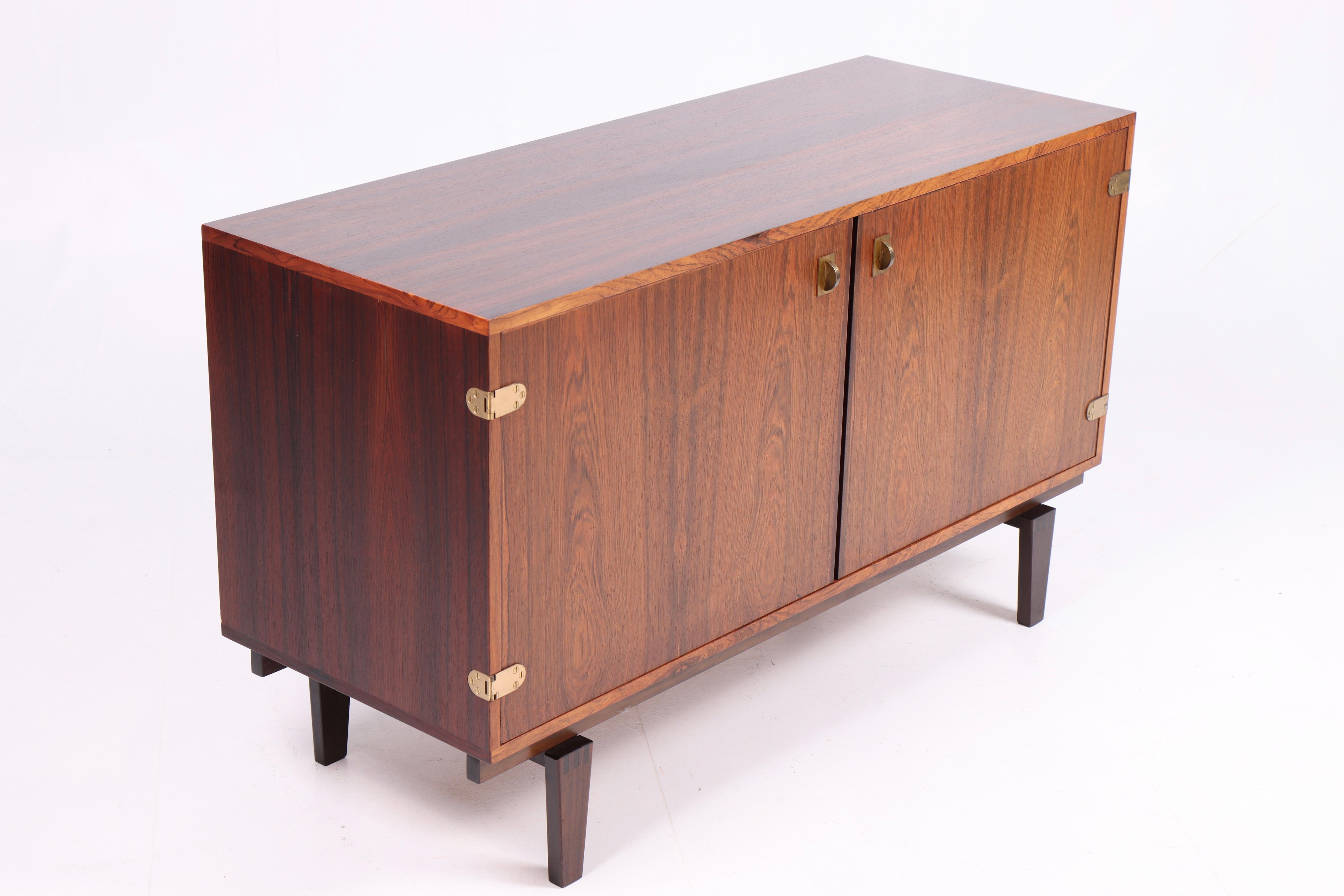 Mid-20th Century Midcentury Low Cabinet in Rosewood with Brass Hardware by Løgvig, Denmark, 1960s For Sale