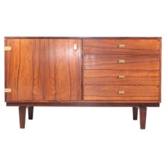 Midcentury Low Cabinet in Rosewood with Brass Hardware by Løgvig, Denmark, 1960s