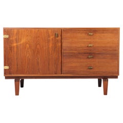 MidCentury Low Cabinet in Rosewood with Brass Hardware by Løgvig, Denmark, 1960s