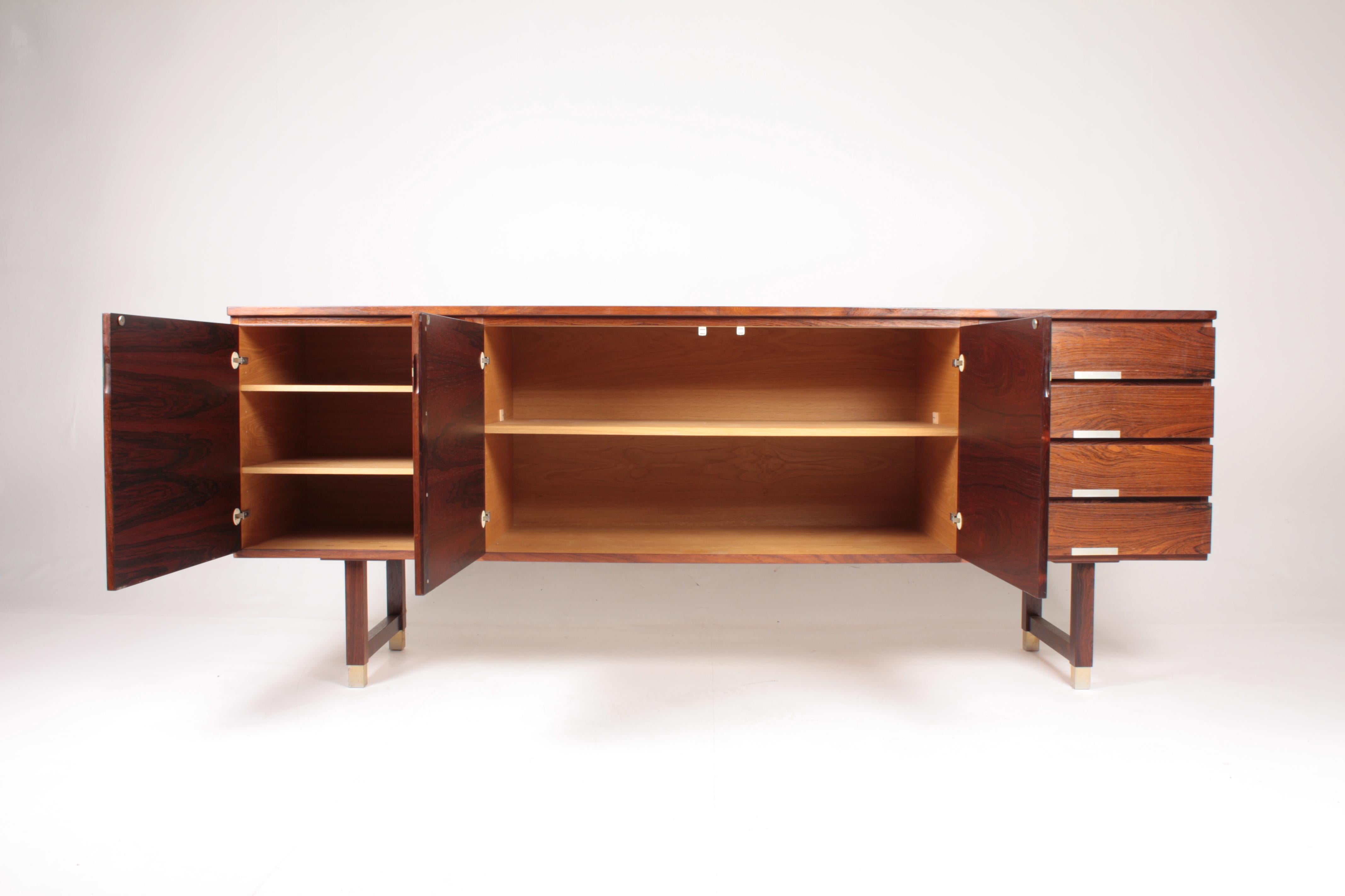 Mid-20th Century Midcentury Low Sideboard in Rosewood, Designed by Ejgil Petersen, 1960s For Sale