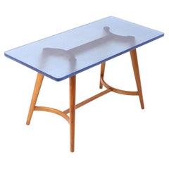 Niedriger Tisch aus Glas und Ulme aus der Mitte des Jahrhunderts, hergestellt in Dänemark, 1950er Jahre