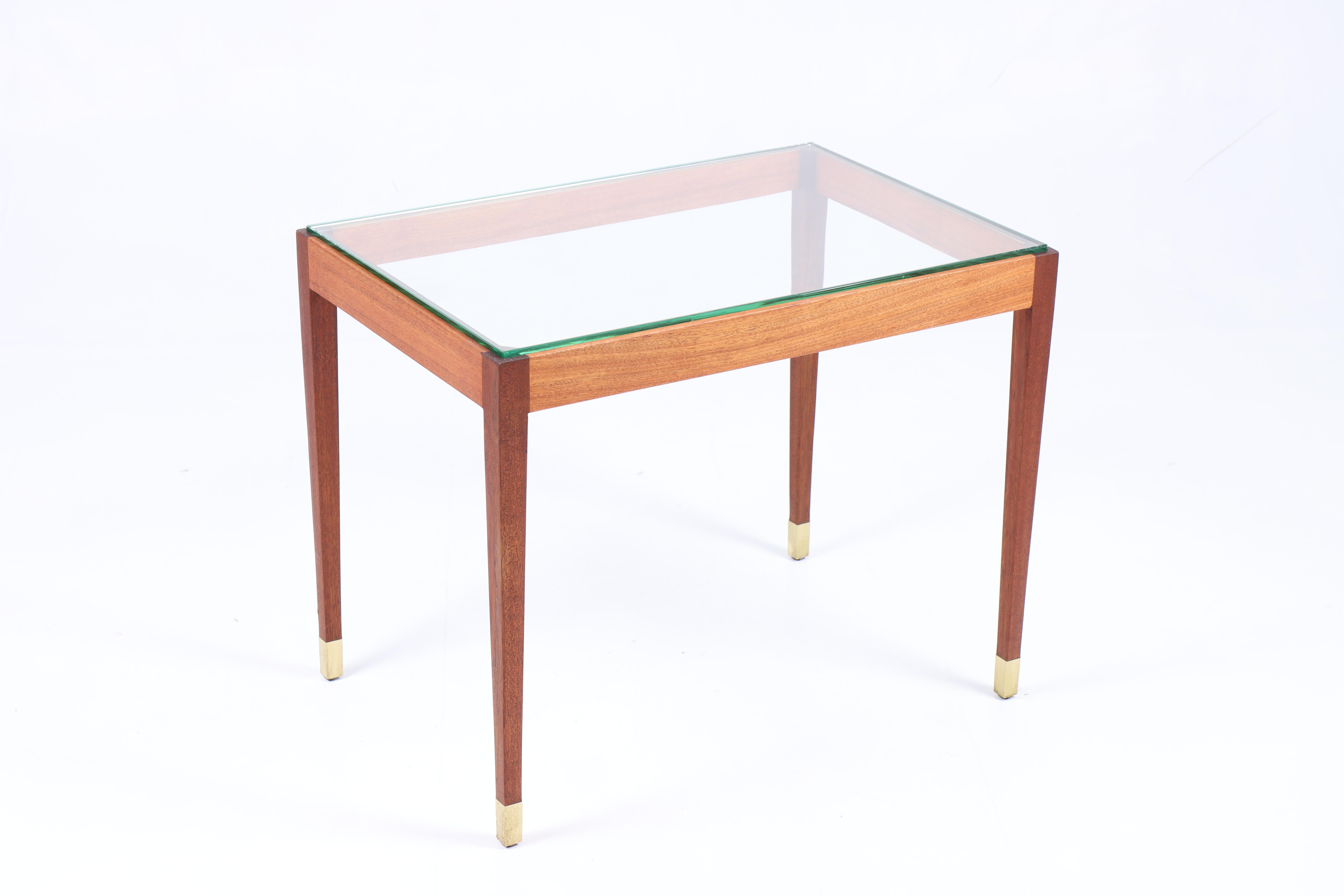 Mid-20th Century Midcentury Low Table in Glass and Teak, Made in Denmark 1960s For Sale