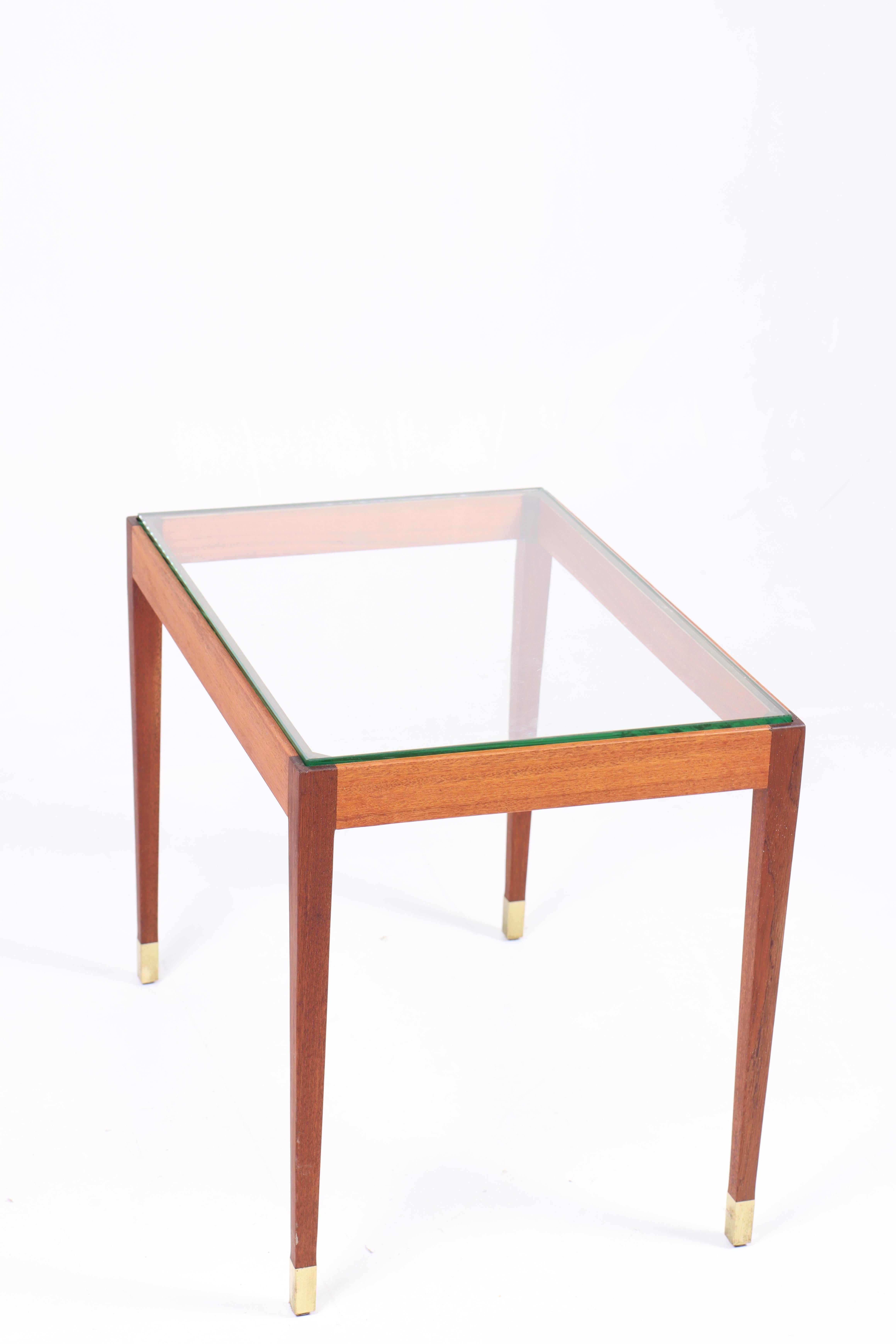 Midcentury Low Table in Glass and Teak, Made in Denmark 1960s For Sale 3
