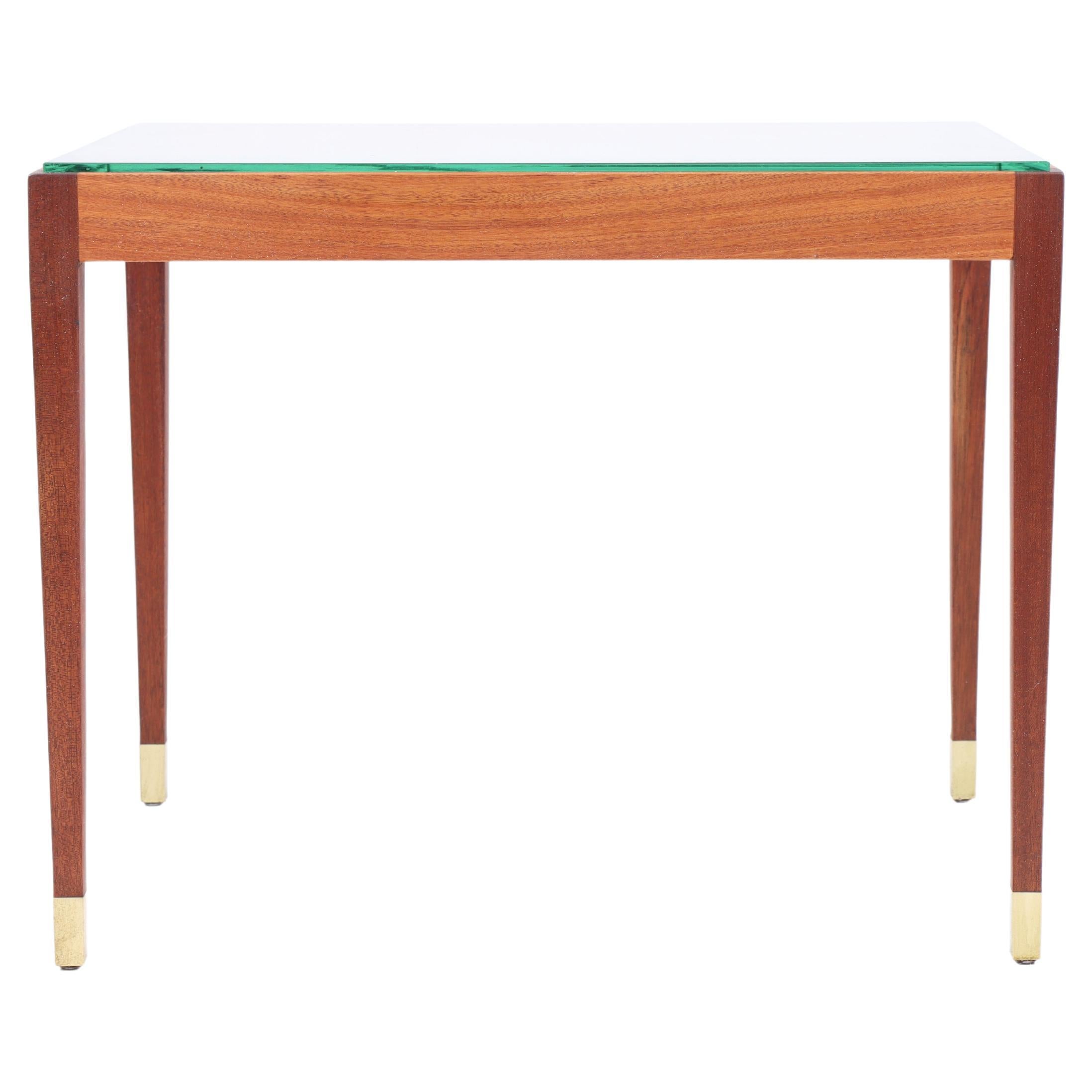 Midcentury Low Table in Glass and Teak, Made in Denmark 1960s For Sale