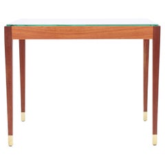 Vintage Midcentury Low Table in Glass and Teak, Made in Denmark 1960s