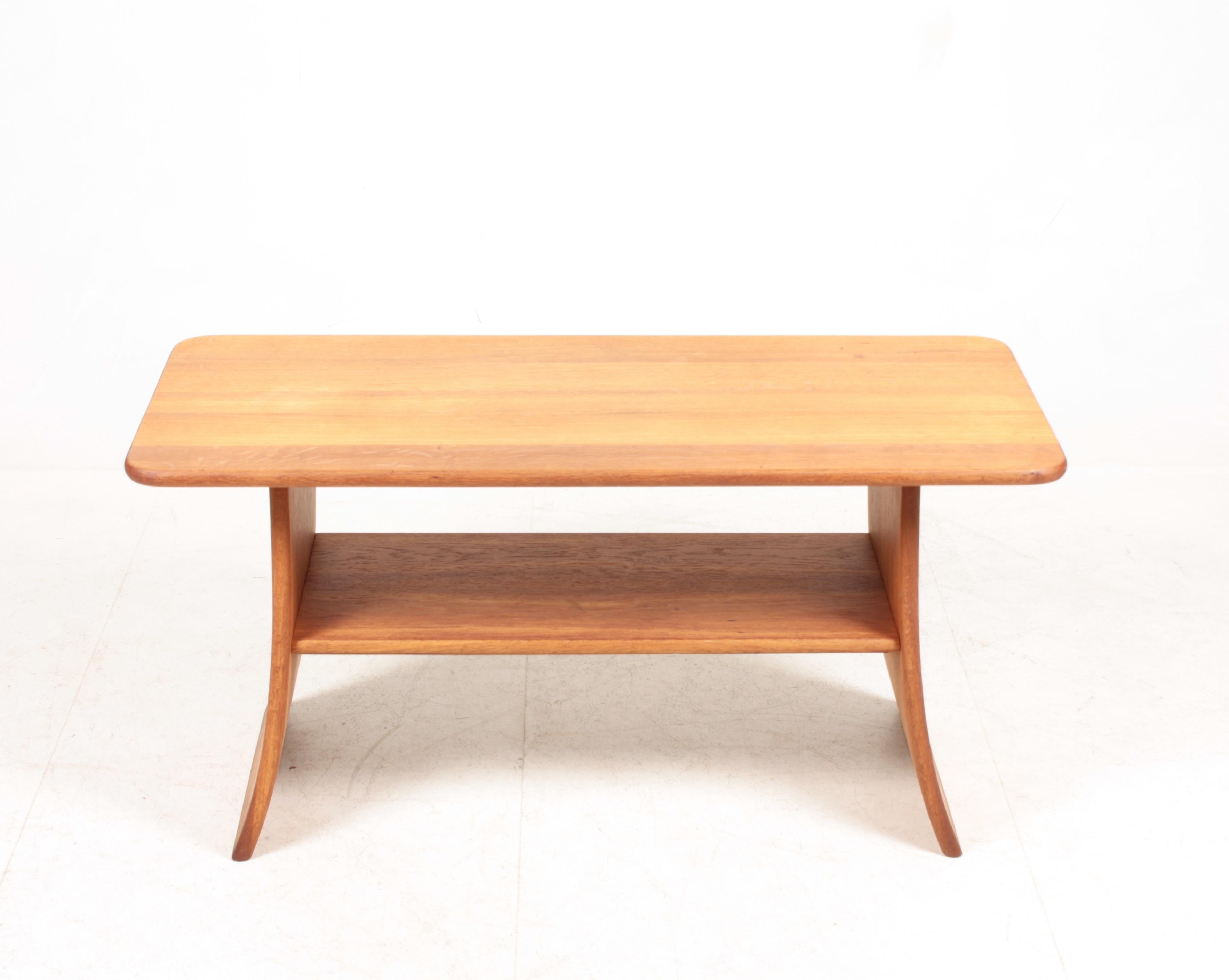 Scandinavian Modern Midcentury Low Table in Solid Oak, Danish Cabinetmaker, 1950s For Sale