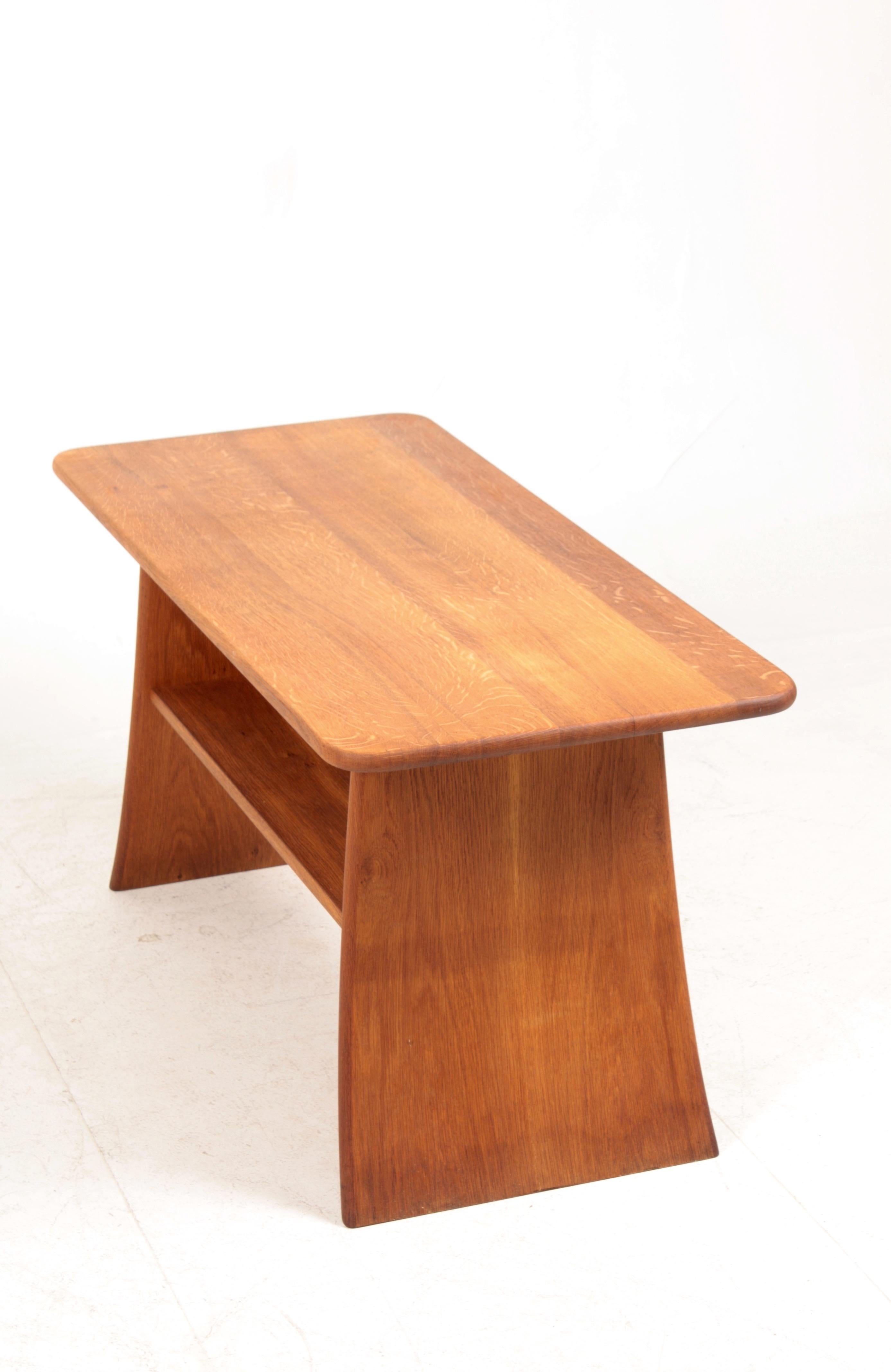 Mid-20th Century Midcentury Low Table in Solid Oak, Danish Cabinetmaker, 1950s For Sale