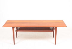 Midcentury Low Table in Solid Teak and Cane by Hvidt & Mølgaard, Made in Denmark