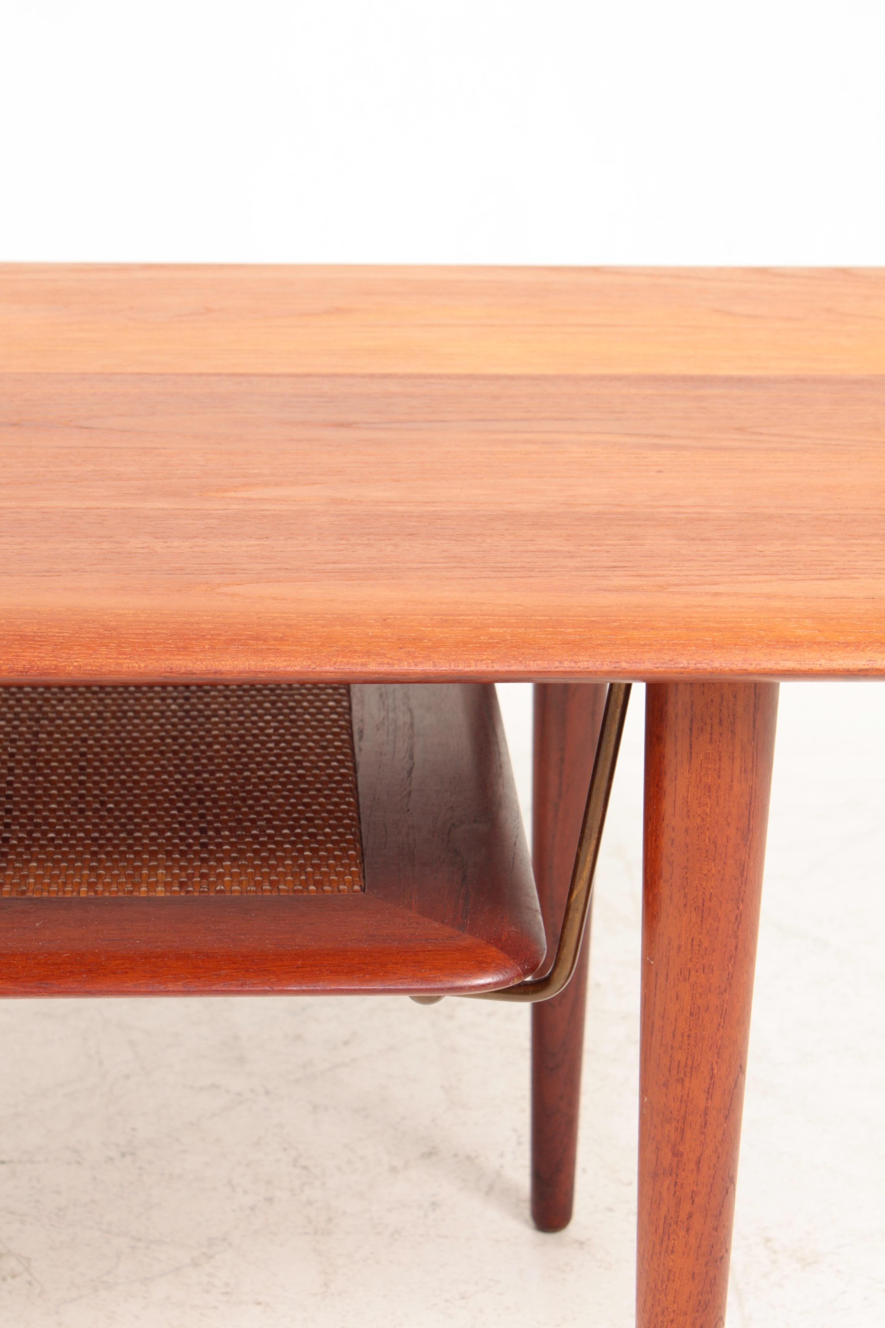 Scandinavian Modern Midcentury Low Table in Solid Teak and Cane by Hvidt & Mølgaard, Made in Denmark For Sale