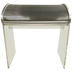 Midcentury Lucite and Aluminum Roll Top Desk