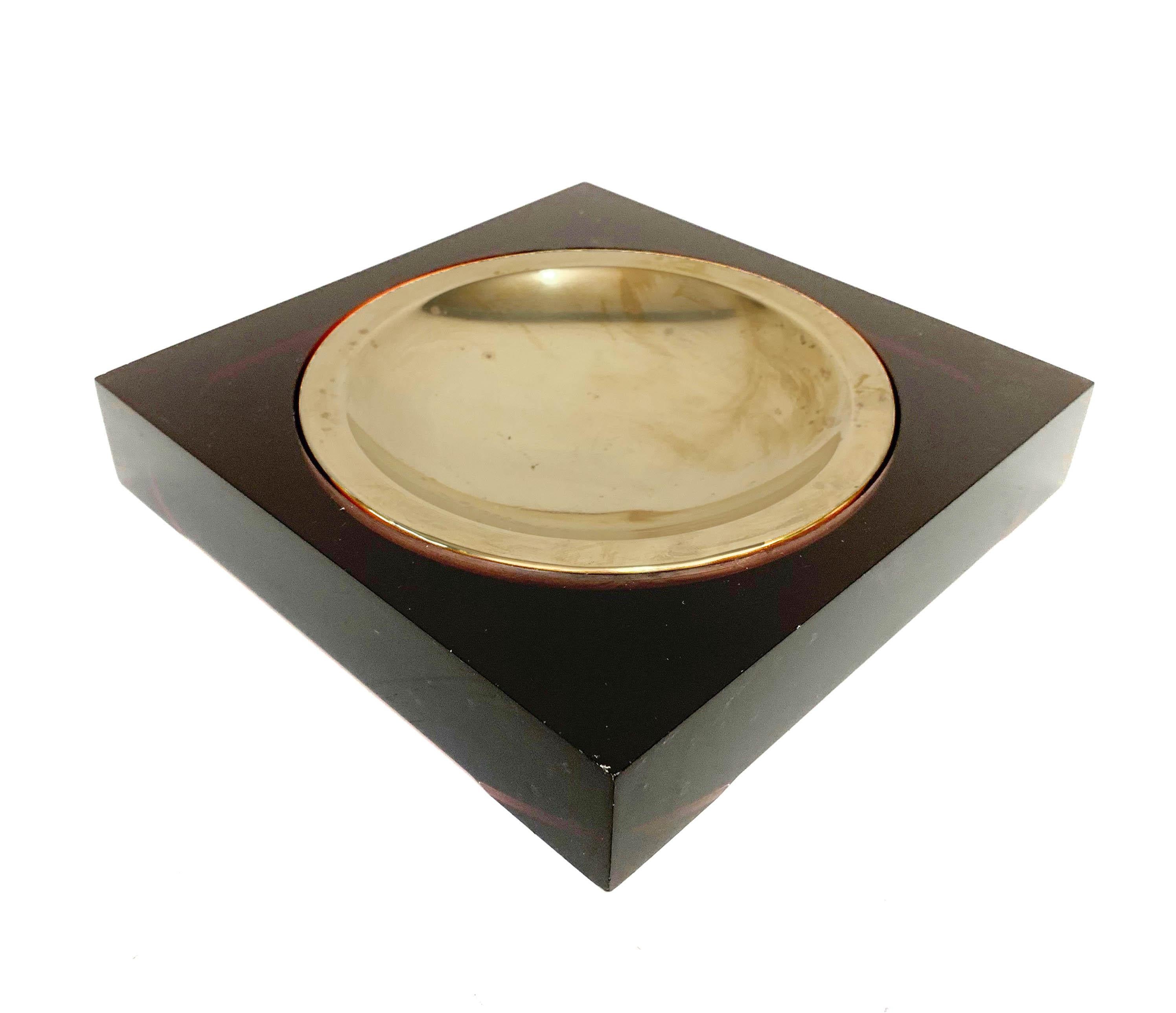 Mid-Century Modern Mid-Century Square Lucite and Brass Pocket Emptier in the Dior Style, 1970