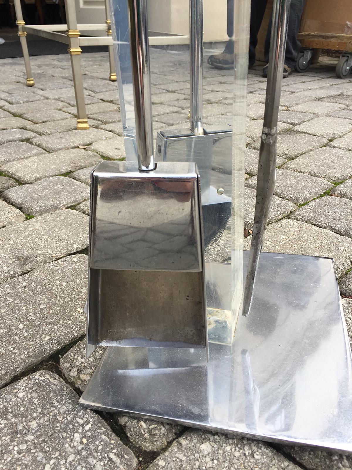 Mid-20th Century Lucite and Steel Firetools For Sale 2