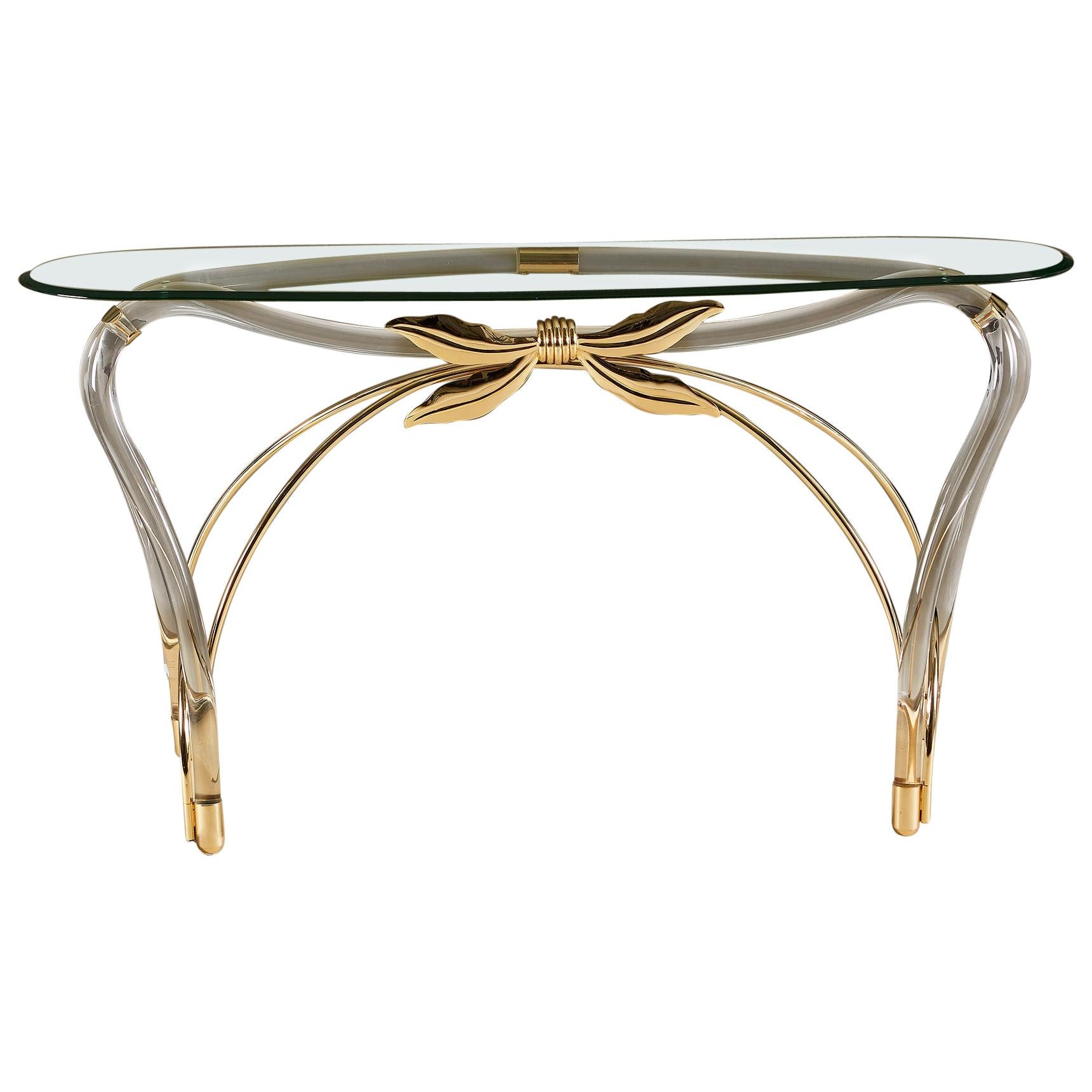 Midcentury Lucite 'Bow' Console Table