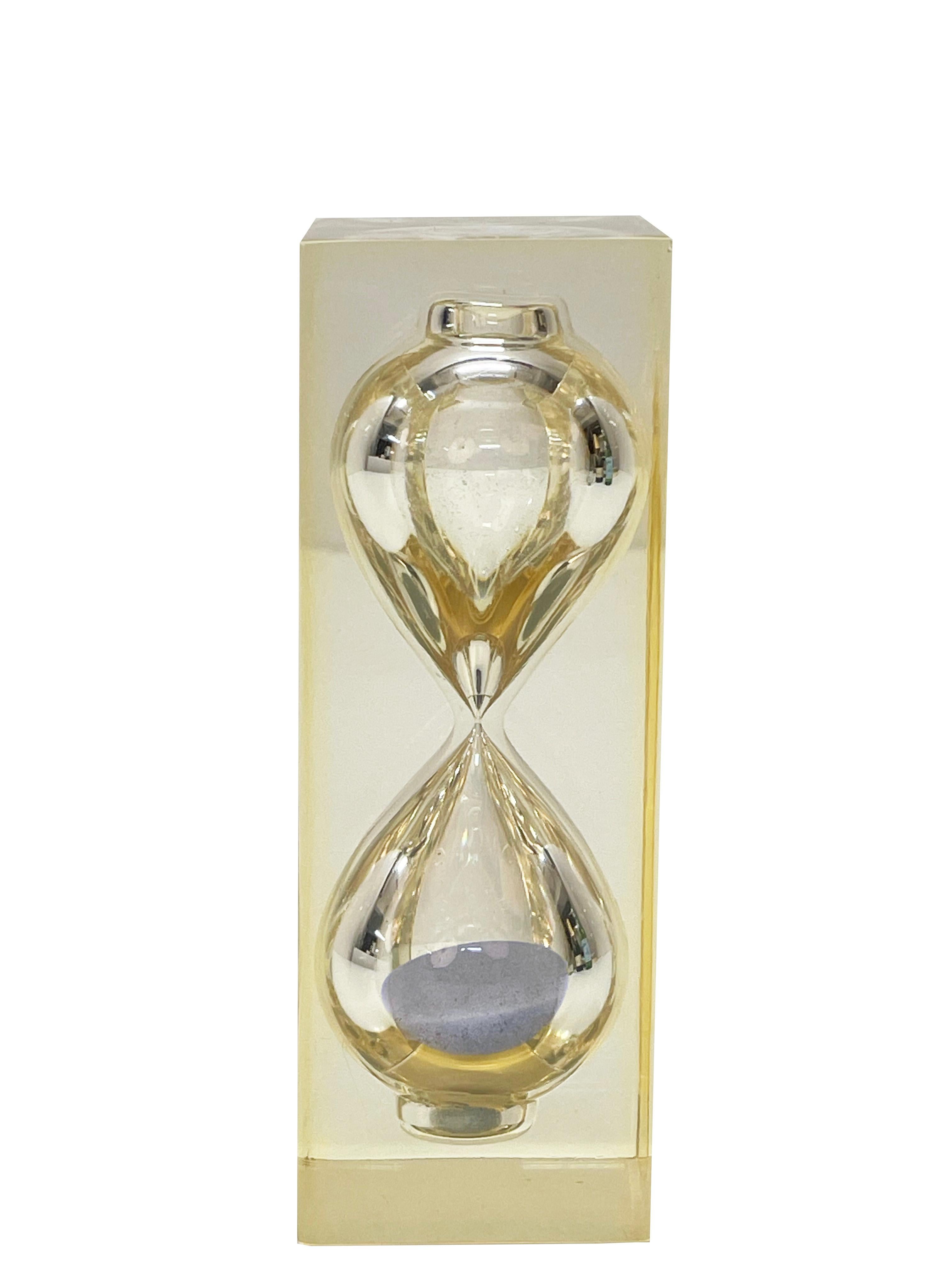 Midcentury Lucite Hourglass Sand Timer Sculpture After Charles Hollis Jones 1970 For Sale 5