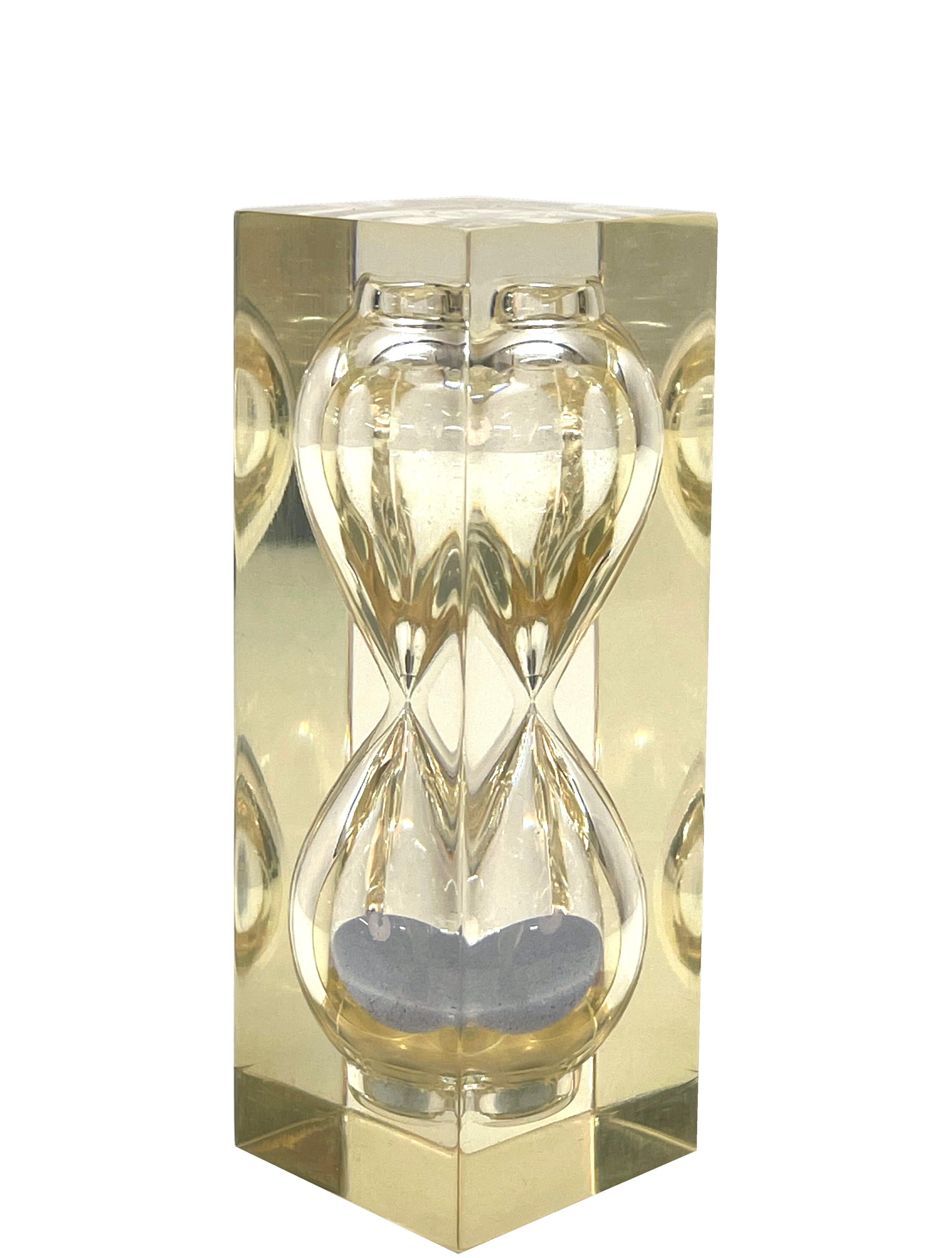 Midcentury Lucite Hourglass Sand Timer Sculpture After Charles Hollis Jones 1970 For Sale 1
