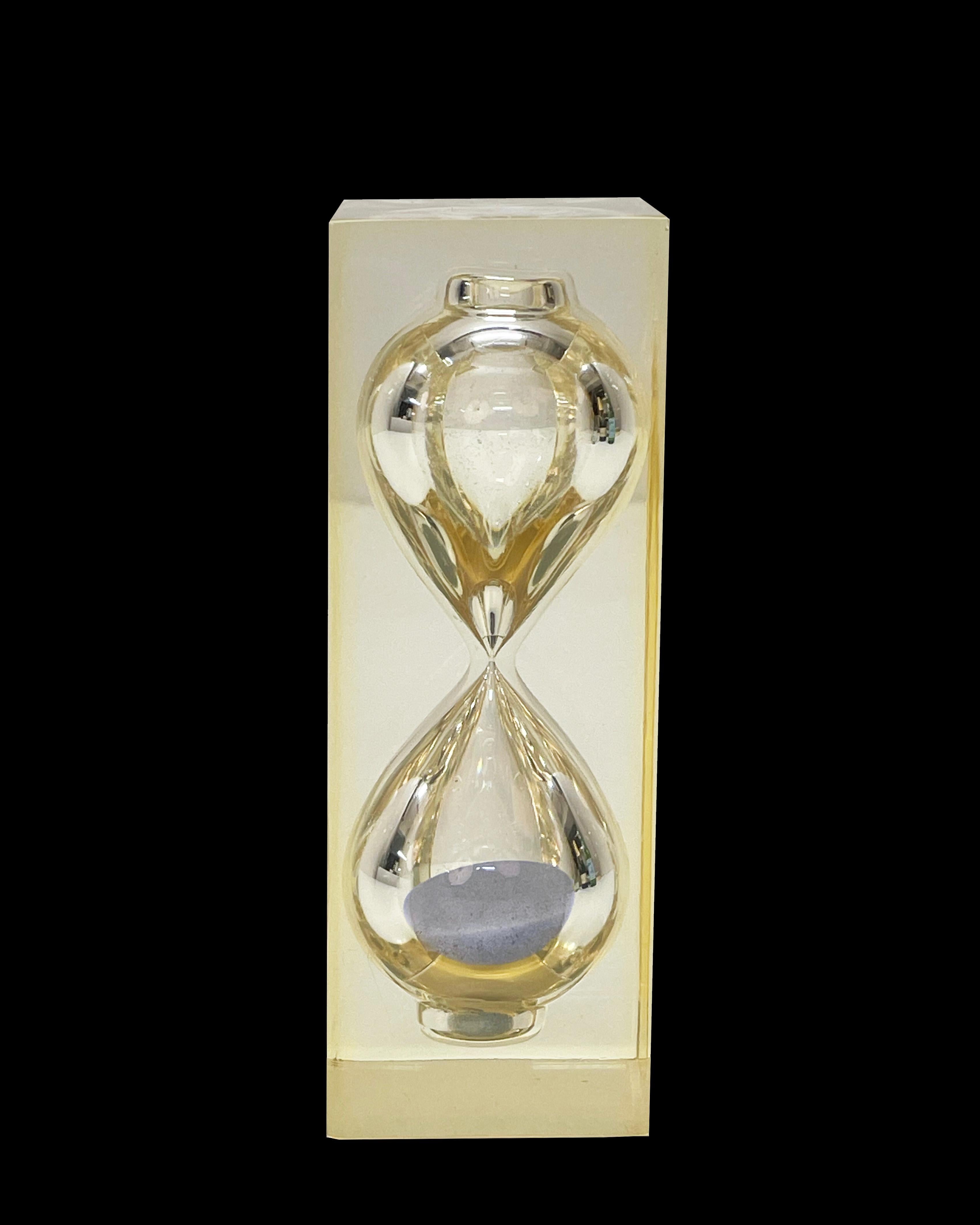 Midcentury Lucite Hourglass Sand Timer Sculpture After Charles Hollis Jones 1970 For Sale 2