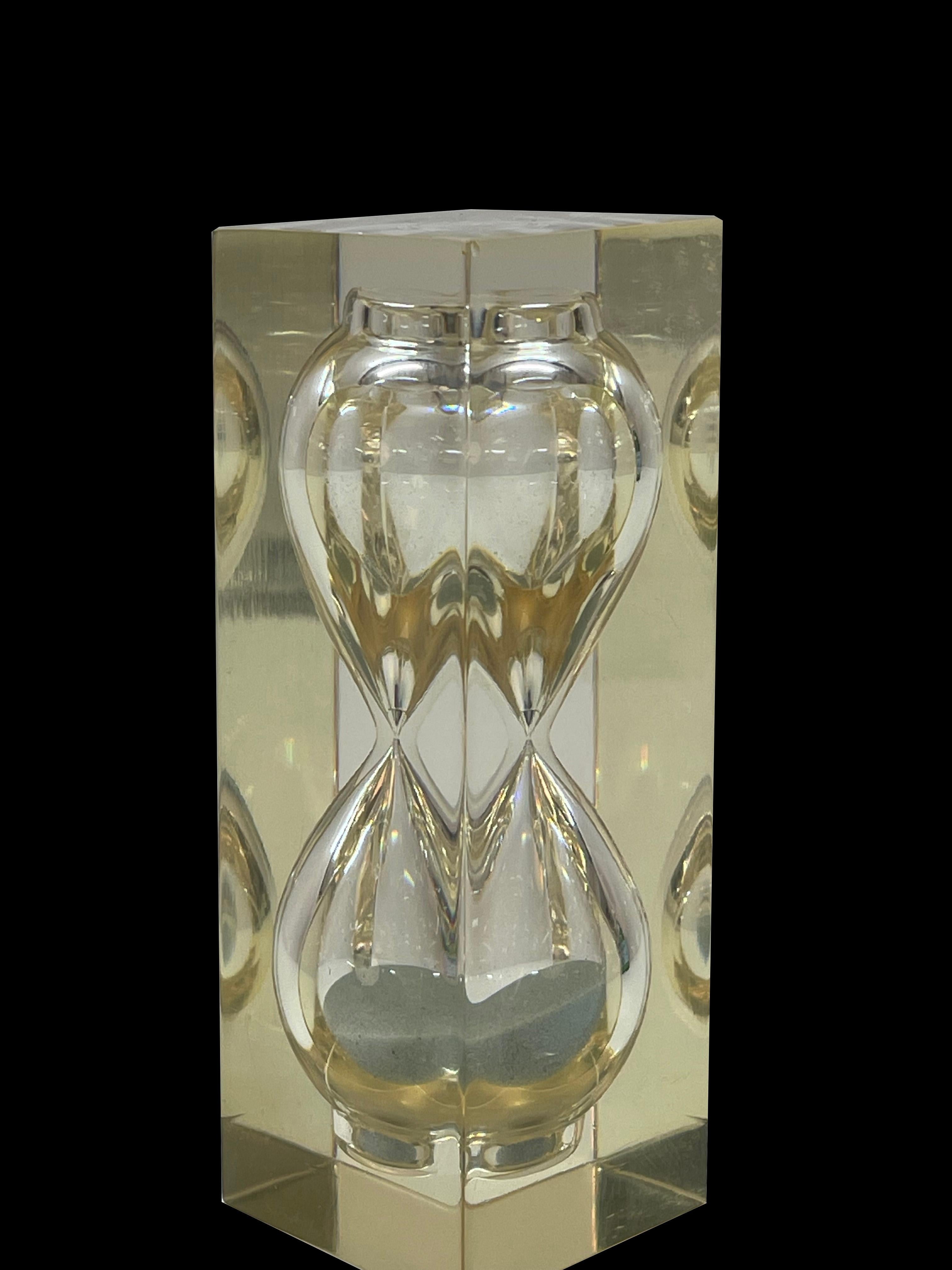Midcentury Lucite Hourglass Sand Timer Sculpture After Charles Hollis Jones 1970 For Sale 3
