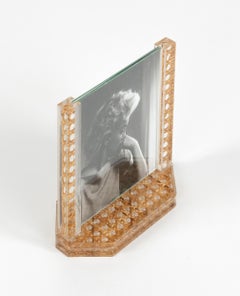 Marco de fotos de lucita y ratán de mediados de siglo Christian Dior Home Style, Italia Años 70