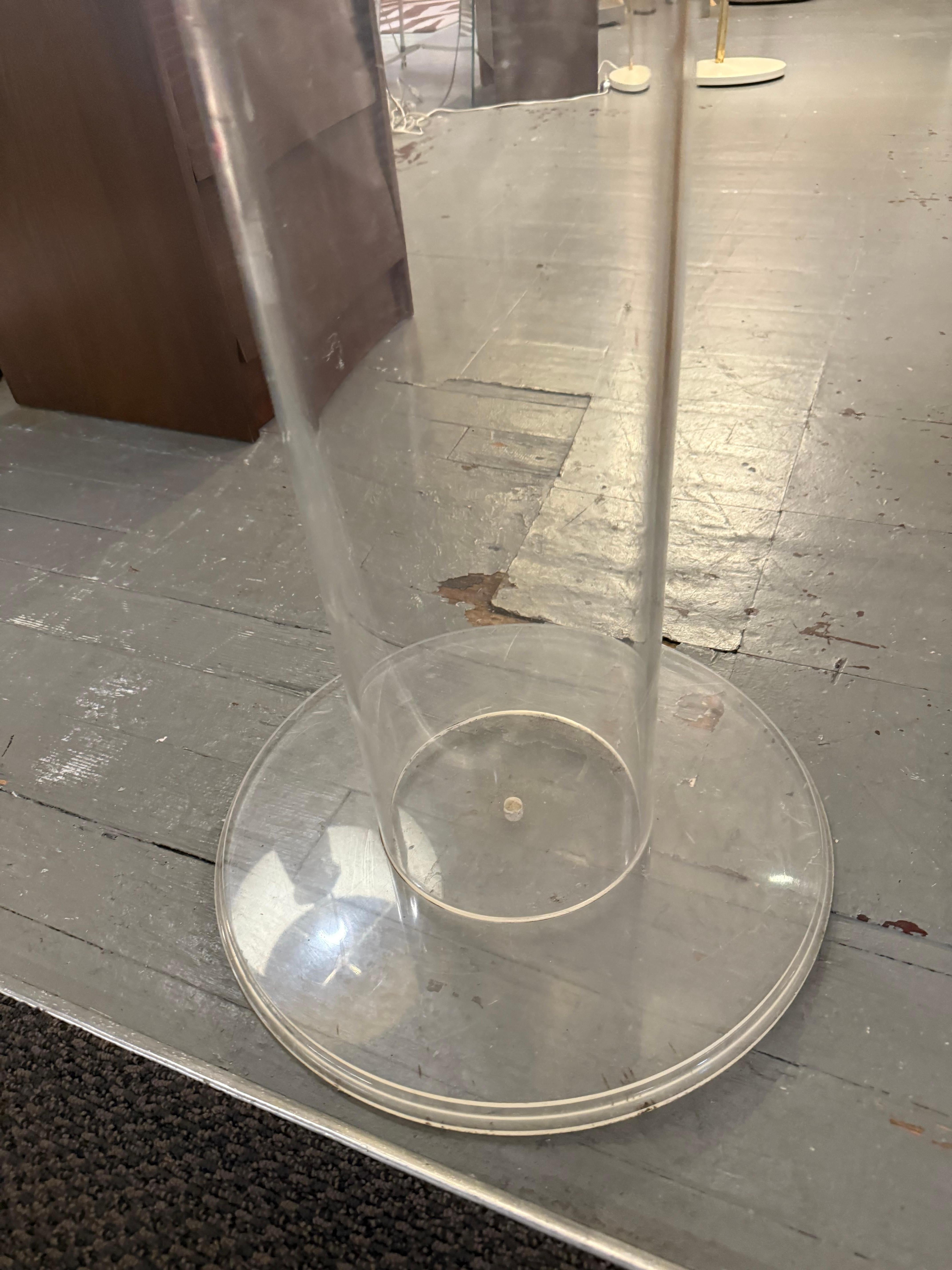 Modern Midcentury Lucite Round Pedestal in the style of Charles Hollis Jones For Sale