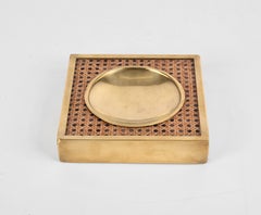 Midcentury Lucite, Wicker and Brass Pocket Emptier, Christian Dior Style, 1970s