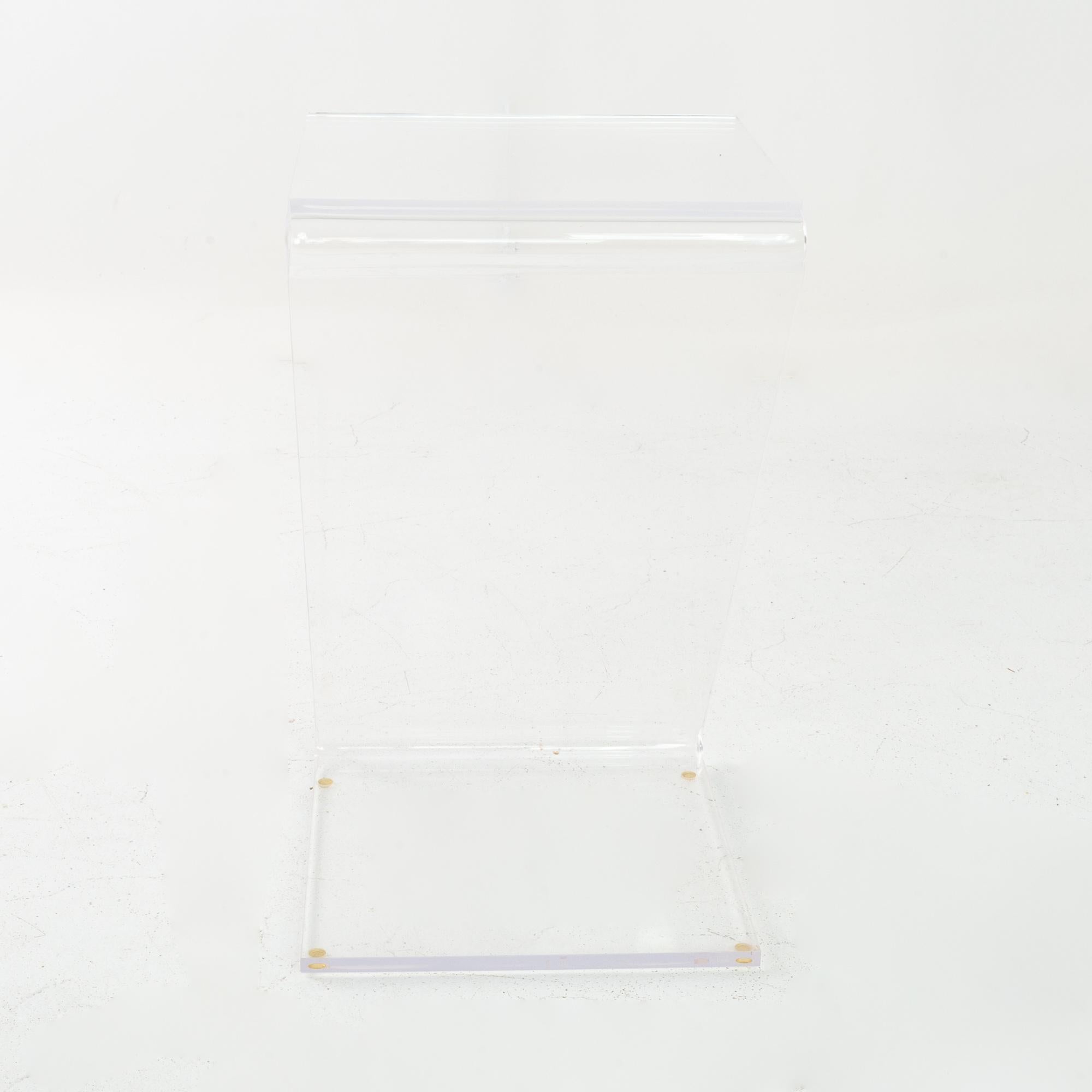 Midcentury Lucite Z Shaped Side End Tables, Matching Pair 1